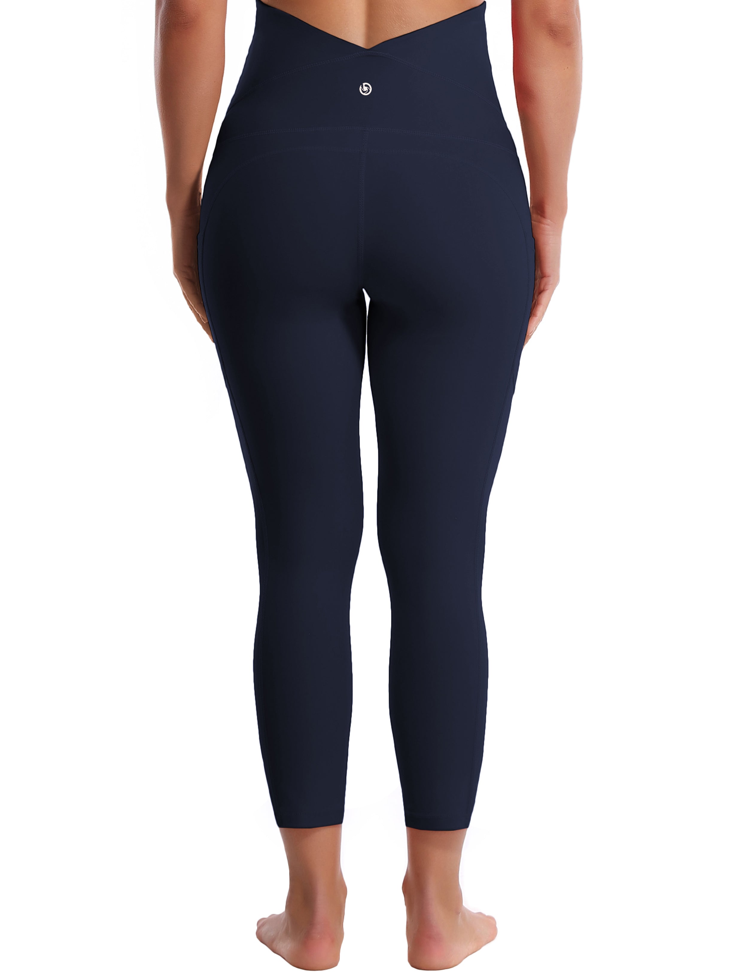 22" Side Pockets Maternity Biking Pants darknavy 87%Nylon/13%Spandex Softest-ever fabric High elasticity 4-way stretch Fabric doesn't attract lint easily No see-through Moisture-wicking Machine wash