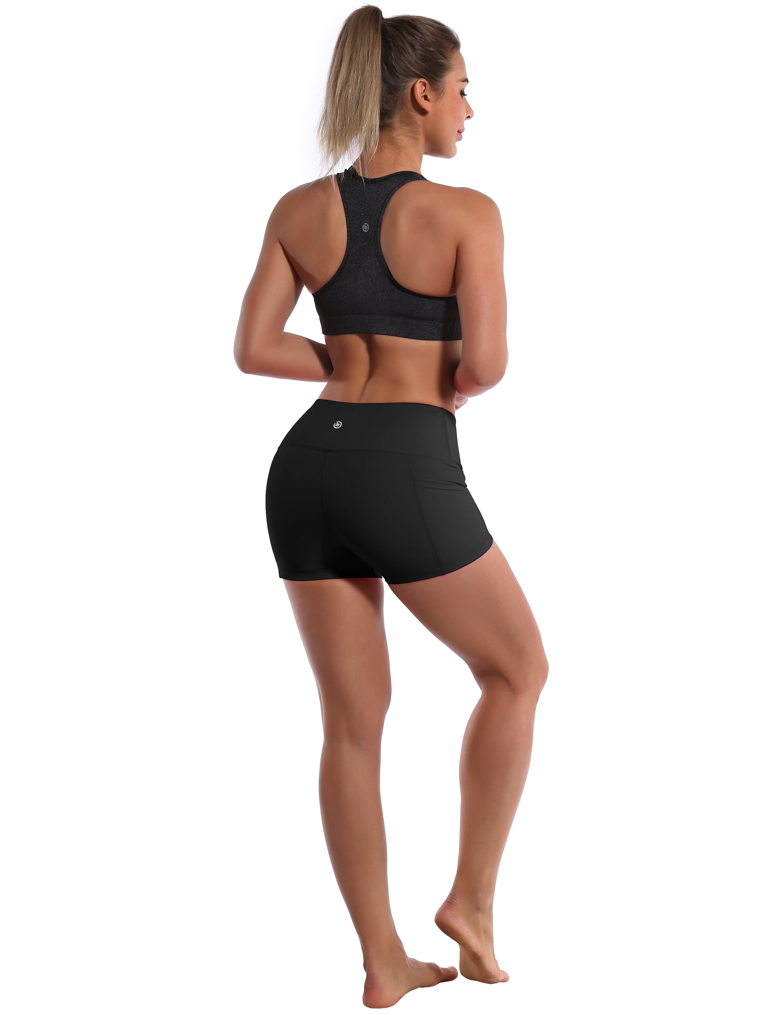 2.5" Side Pockets Gym Shorts black Sleek, soft, smooth and totally comfortable: our newest sexy style is here. Softest-ever fabric High elasticity High density 4-way stretch Fabric doesn't attract lint easily No see-through Moisture-wicking Machine wash 78% Polyester, 22% Spandex