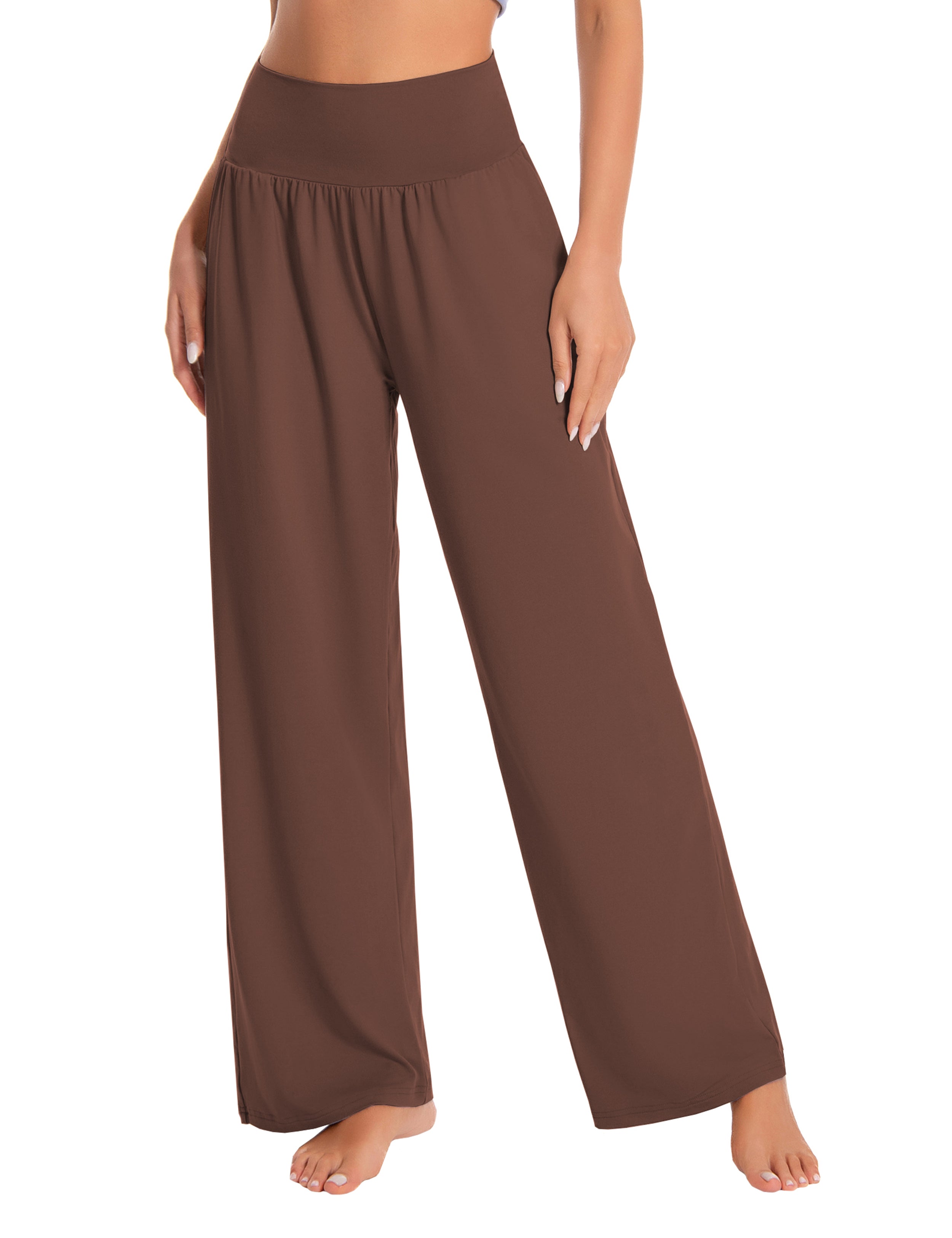 High Waist Wide Leg Yoga Pants with Pockets, Loose Lounge, 29