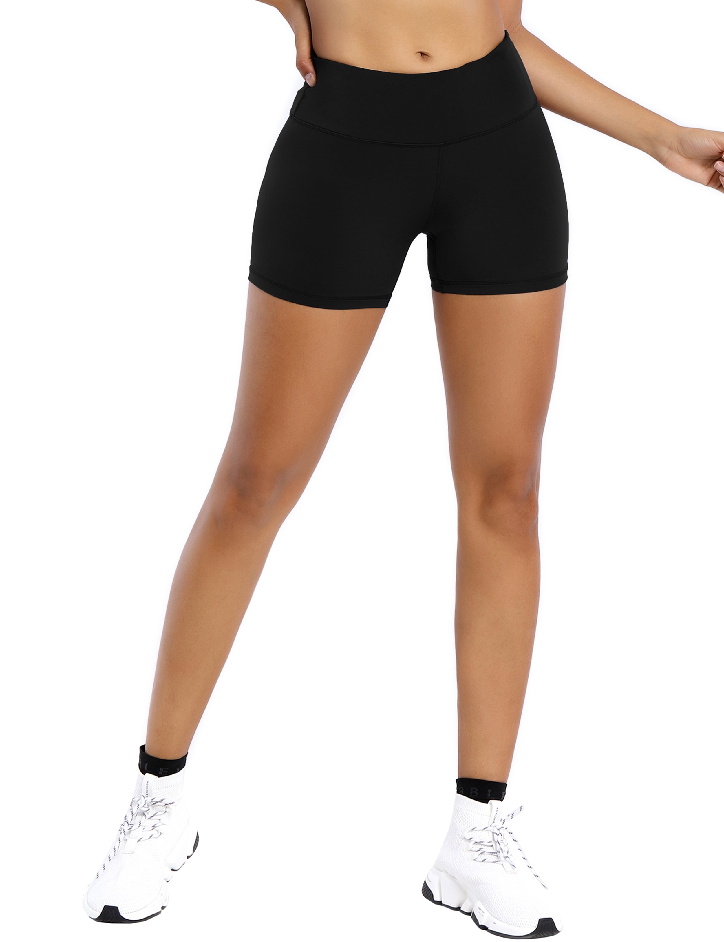 4" Gym Shorts black Sleek, soft, smooth and totally comfortable: our newest style is here. Softest-ever fabric High elasticity High density 4-way stretch Fabric doesn't attract lint easily No see-through Moisture-wicking Machine wash 75% Nylon, 25% Spandex