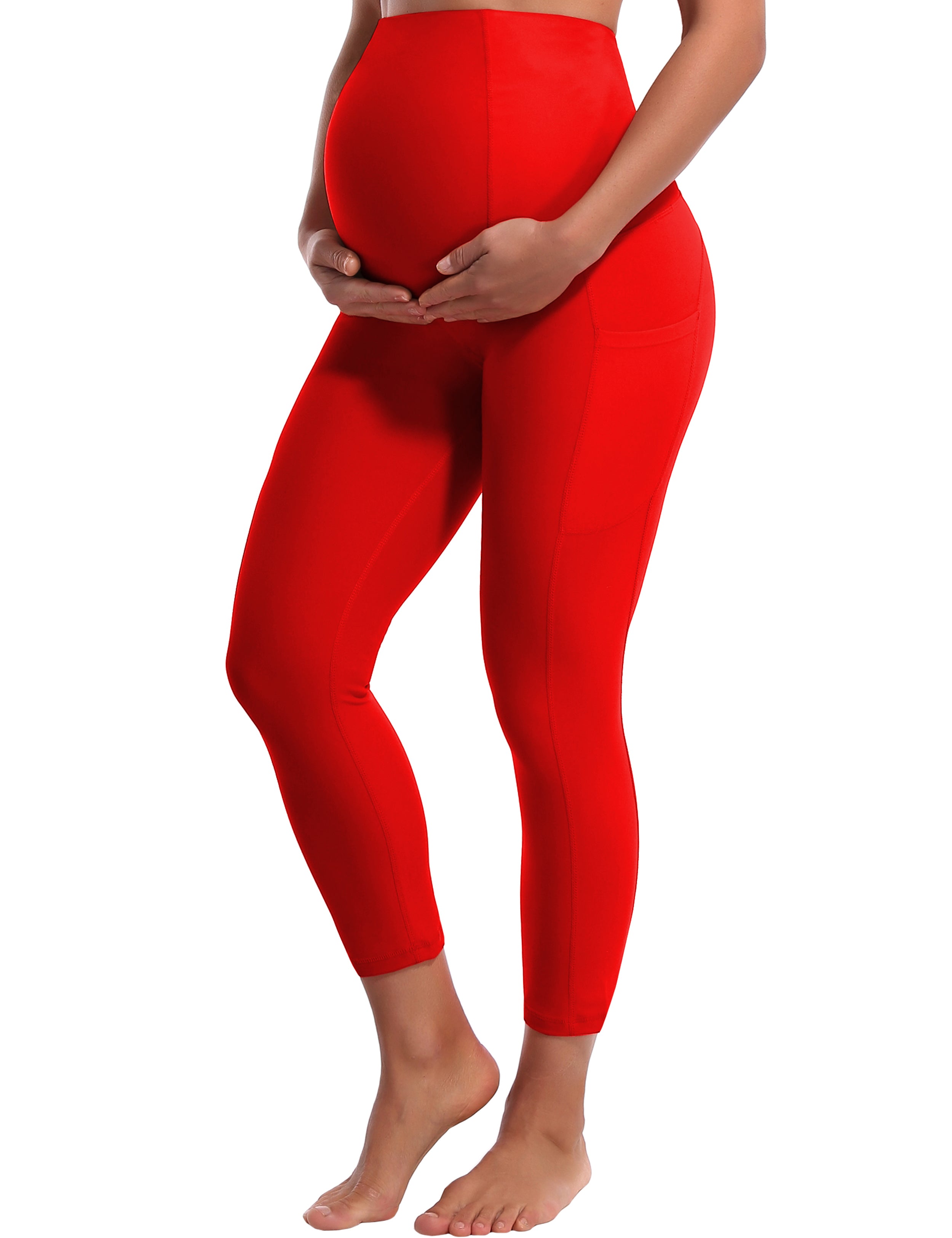 22 Side Pockets Maternity Yoga Pants scarlet