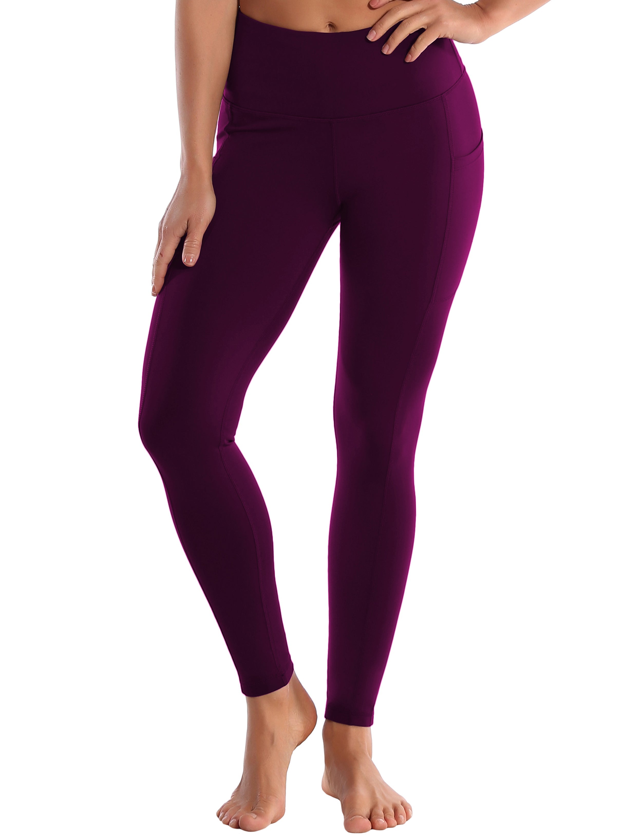 Hip Line Side Pockets Biking Pants plum Sexy Hip Line Side Pockets 75%Nylon/25%Spandex Fabric doesn't attract lint easily 4-way stretch No see-through Moisture-wicking Tummy control Inner pocket Two lengths
