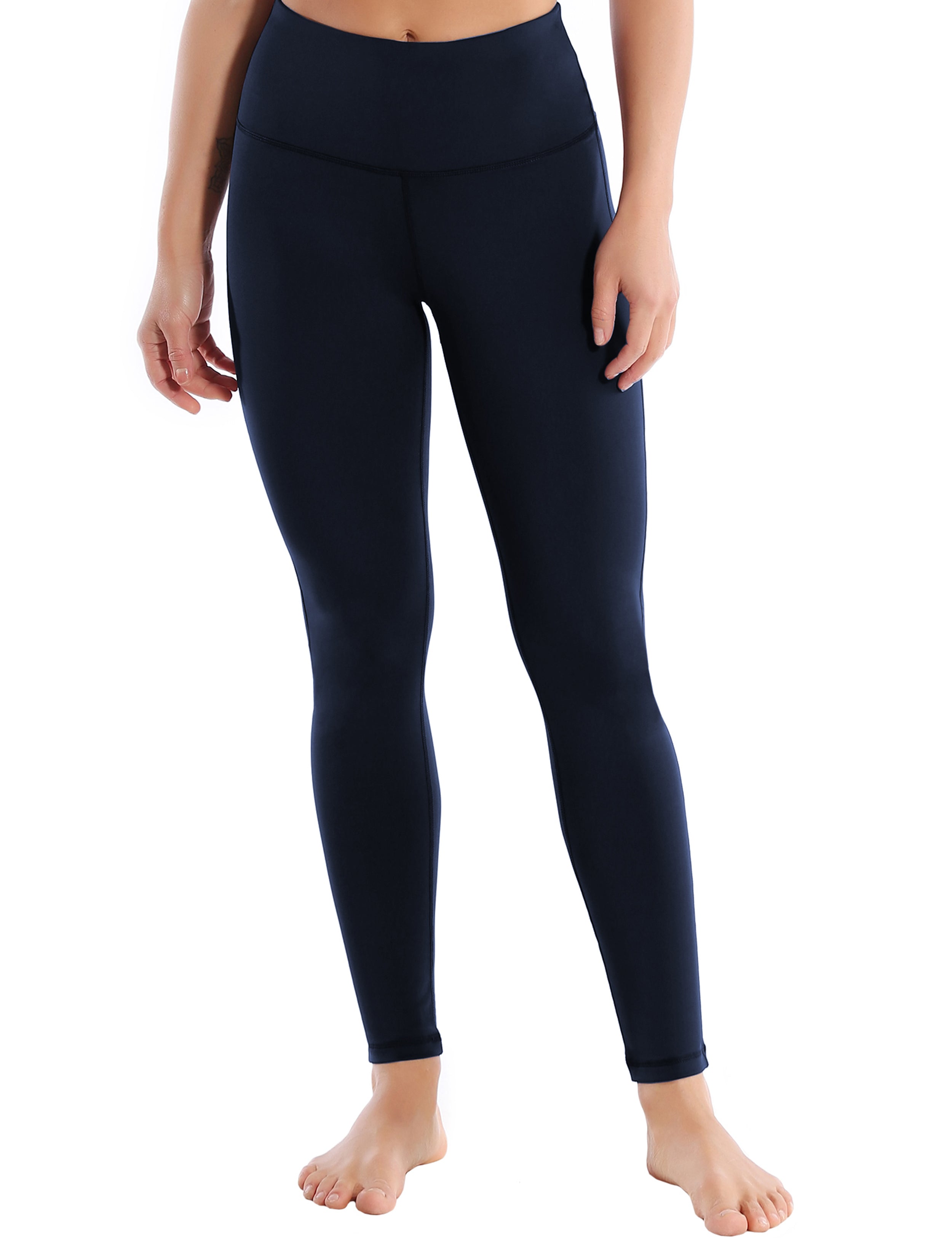 High Waist Side Line Jogging Pants darknavy Side Line is Make Your Legs Look Longer and Thinner 75%Nylon/25%Spandex Fabric doesn't attract lint easily 4-way stretch No see-through Moisture-wicking Tummy control Inner pocket Two lengths
