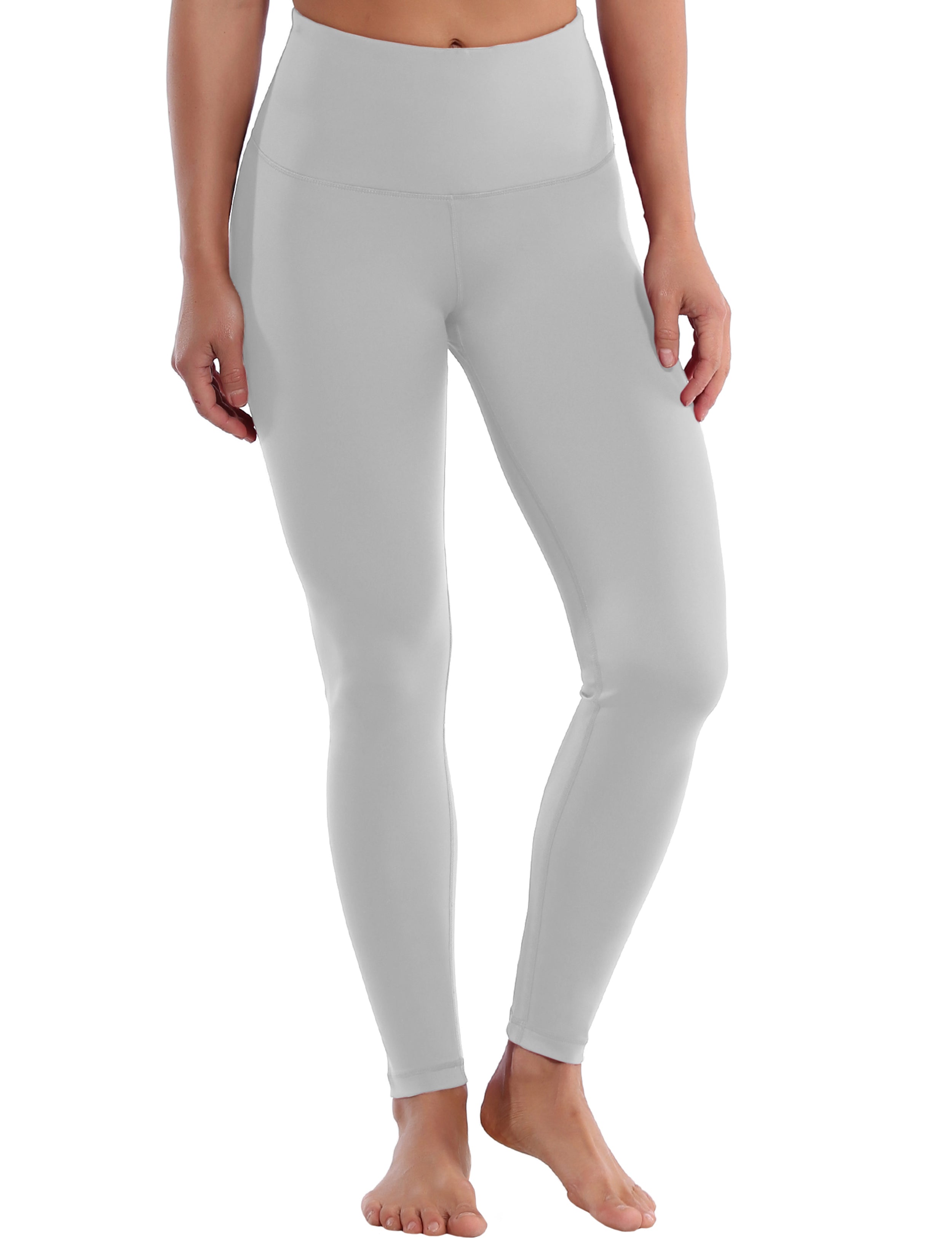 High Waist Gym Pants lightgray 75%Nylon/25%Spandex Fabric doesn't attract lint easily 4-way stretch No see-through Moisture-wicking Tummy control Inner pocket Four lengths