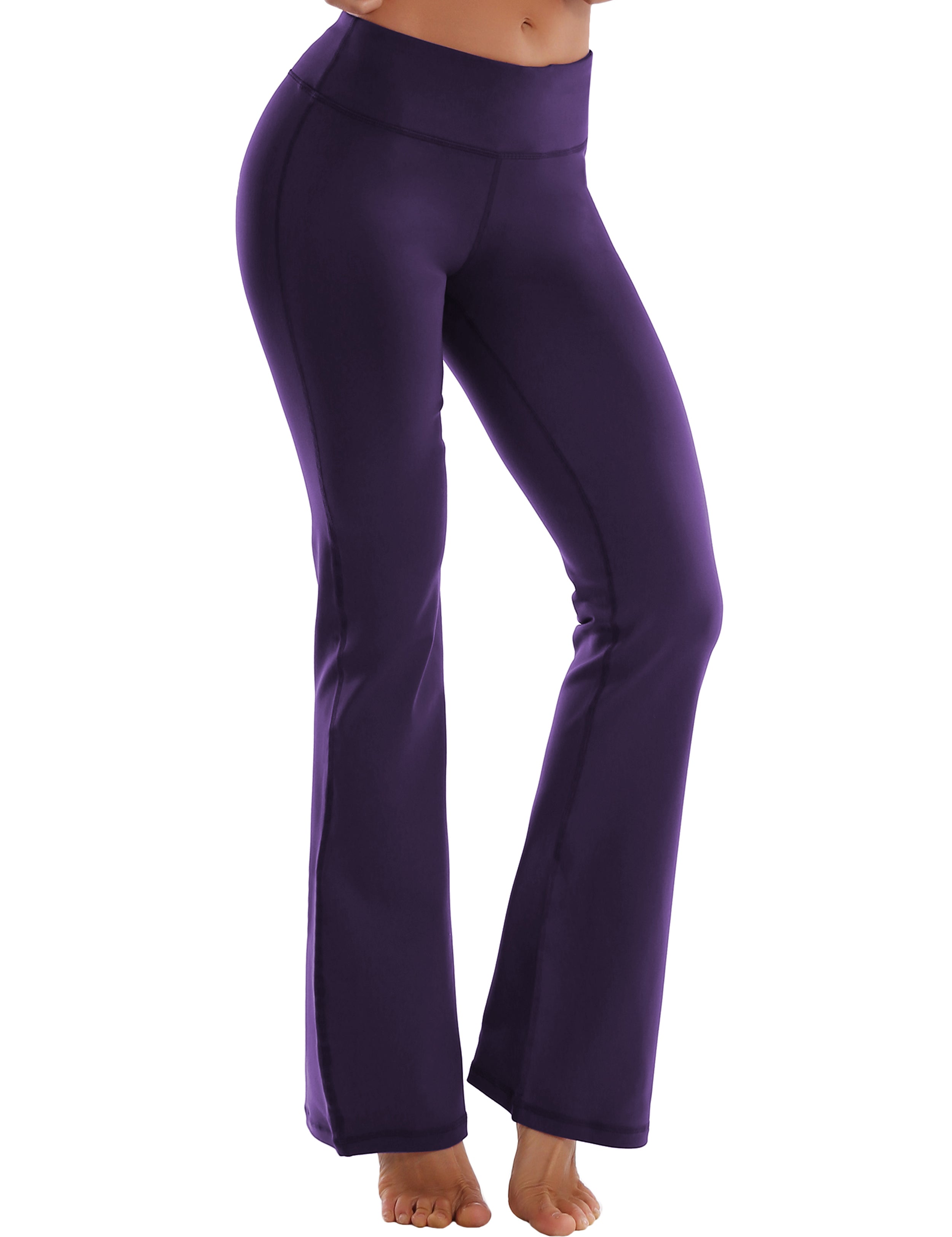 Cotton Nylon Bootcut Leggings darkpurple 87%Nylon/13%Spandex (Super soft, cotton feel , 280gsm) Fabric doesn't attract lint easily 4-way stretch No see-through Moisture-wicking Inner pocket Four lengths