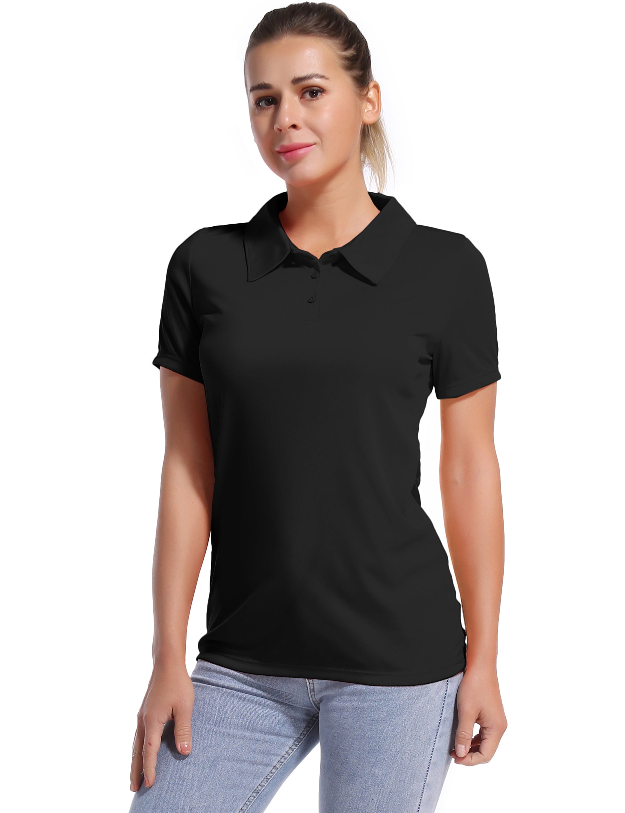 Short Sleeve Slim Fit Polo Shirt black_Pilates