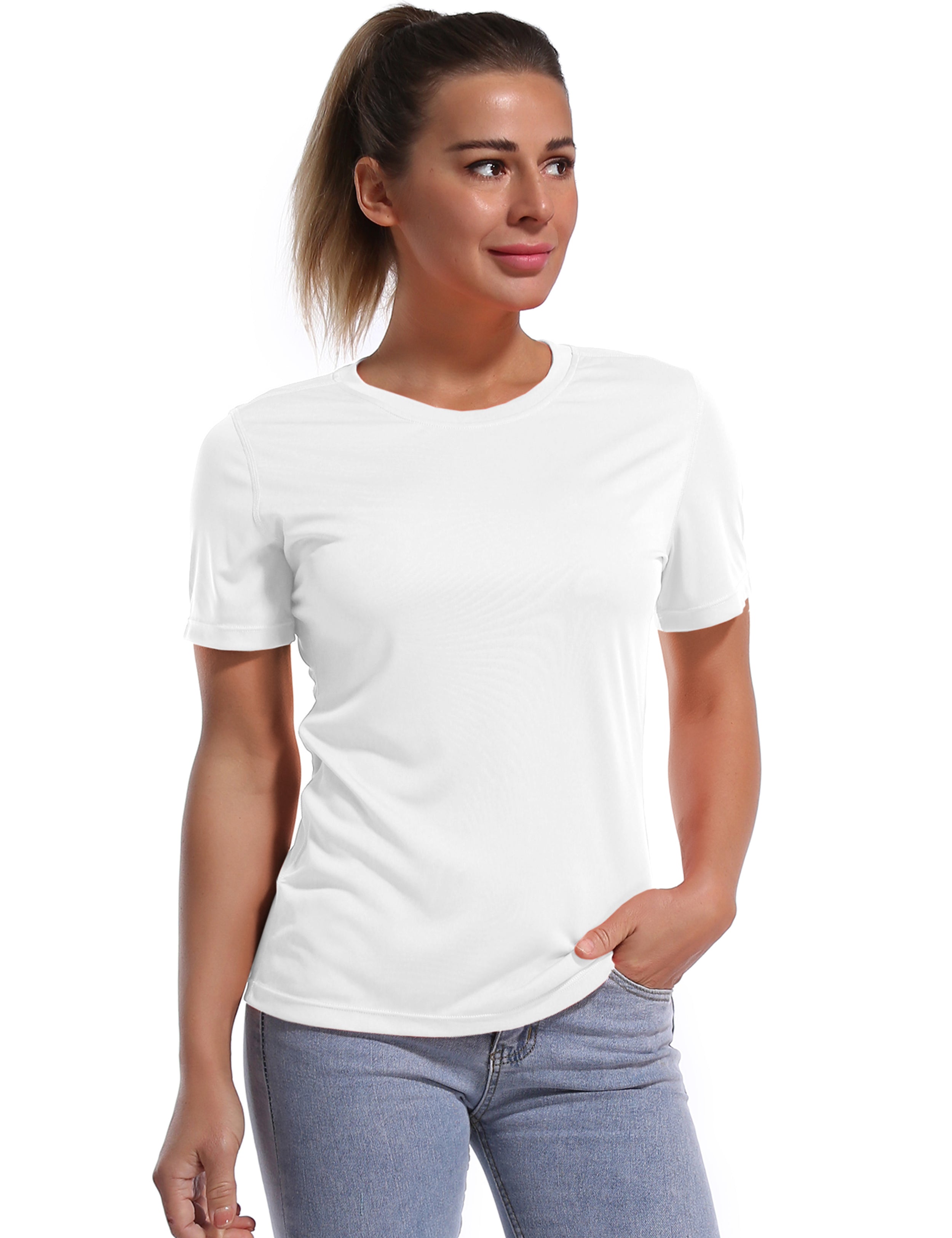 Short Sleeve Athletic Shirts white_Pilates