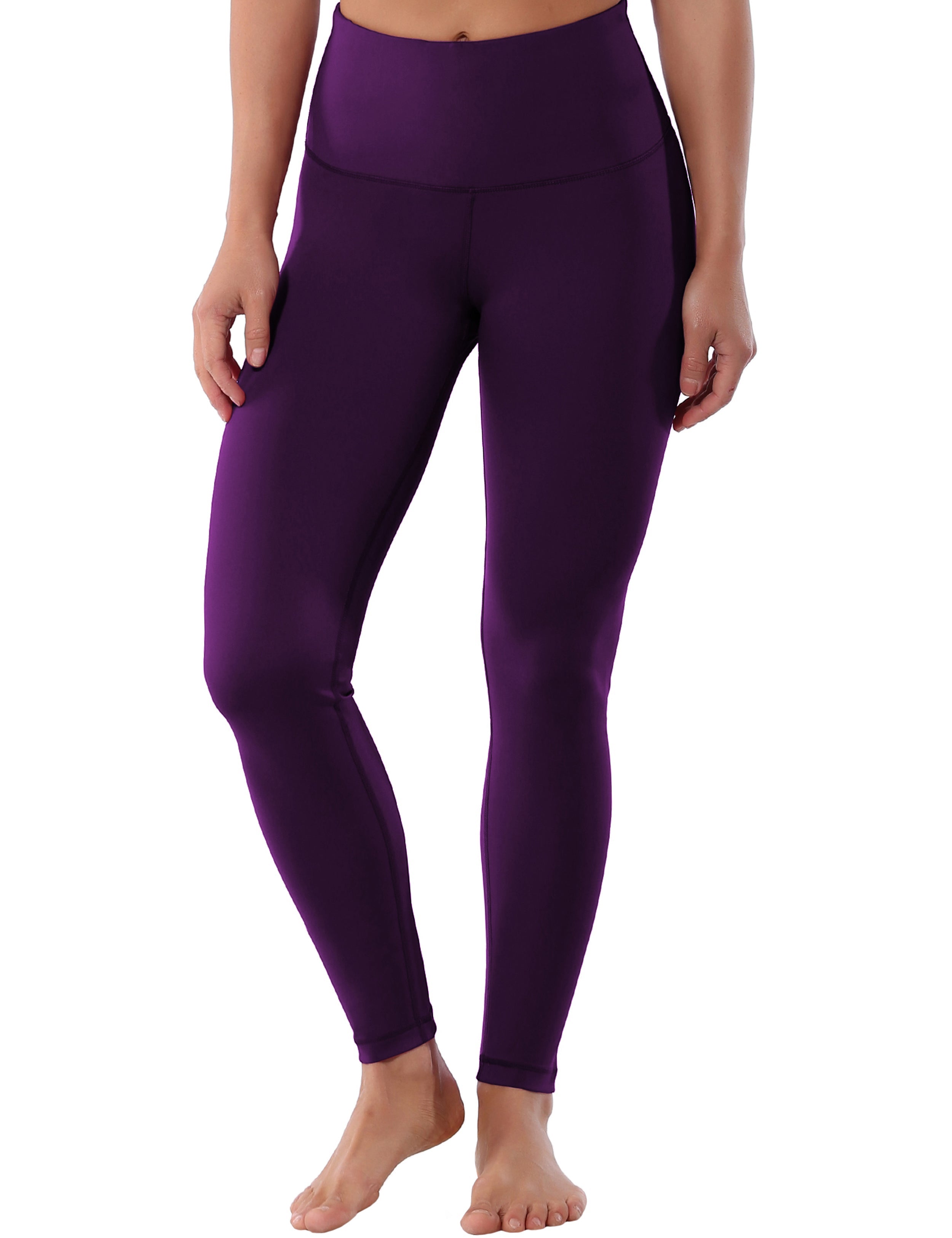 High Waist Gym Pants plum 75%Nylon/25%Spandex Fabric doesn't attract lint easily 4-way stretch No see-through Moisture-wicking Tummy control Inner pocket Four lengths