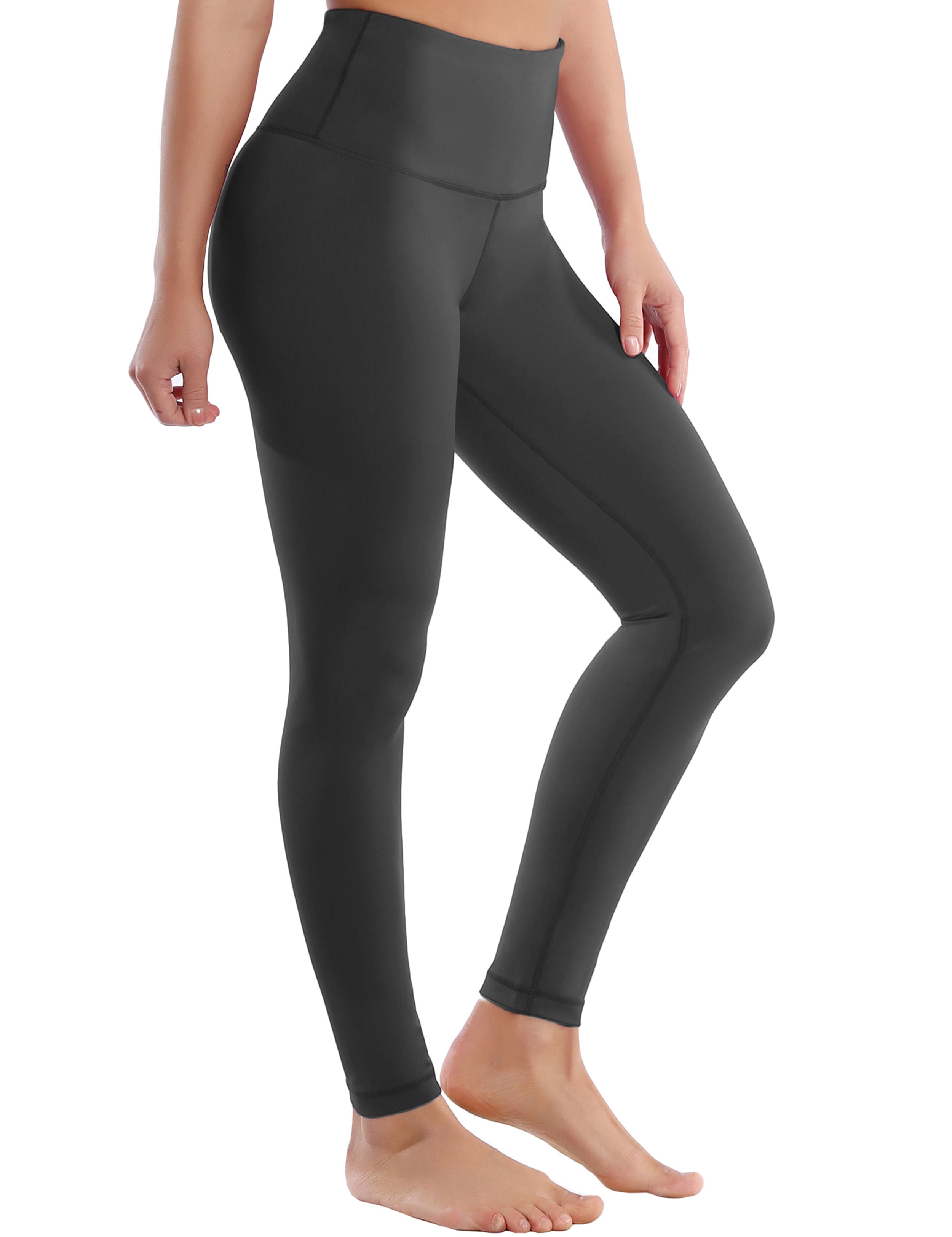 High Waist Yoga Pants shadowcharcoal 75%Nylon/25%Spandex Fabric doesn't attract lint easily 4-way stretch No see-through Moisture-wicking Tummy control Inner pocket Four lengths