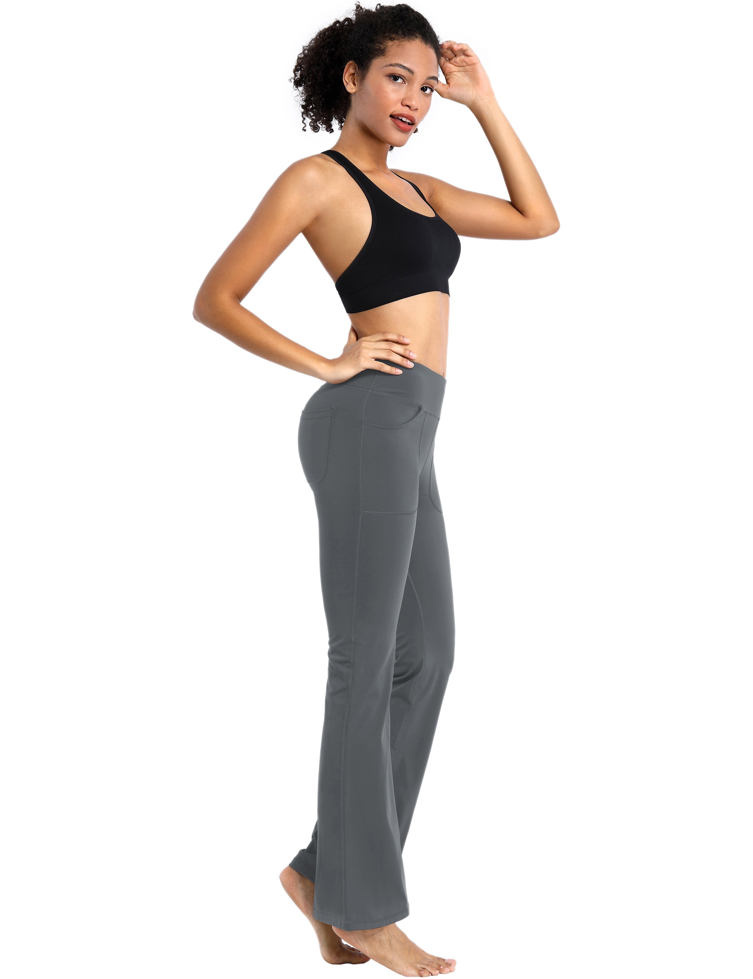 4 Pockets Bootcut Leggings shadowcharcoal 75%Nylon/25%Spandex Fabric doesn't attract lint easily 4-way stretch No see-through Moisture-wicking Inner pocket Four lengths