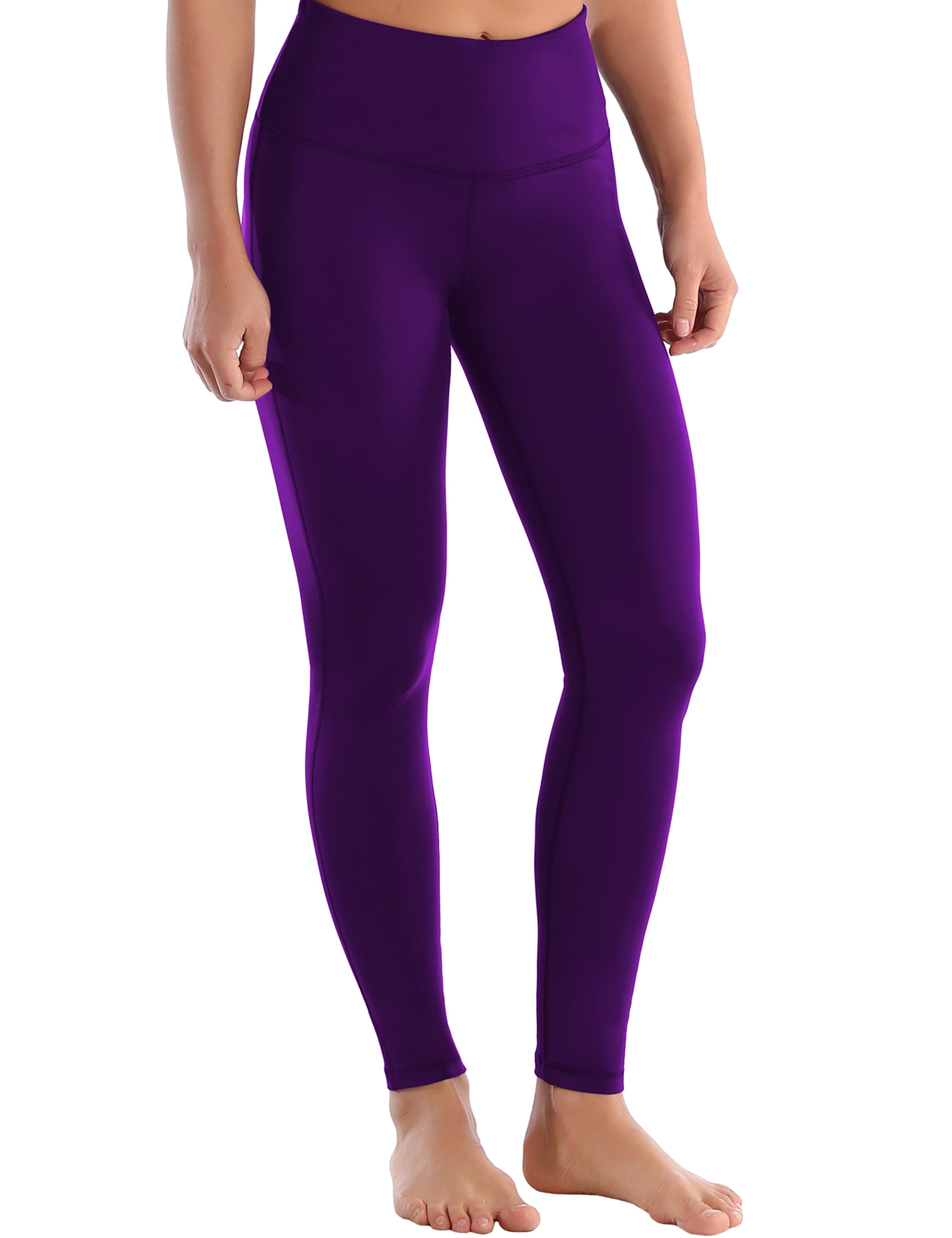 High Waist Side Line Gym Pants eggplantpurple Side Line is Make Your Legs Look Longer and Thinner 75%Nylon/25%Spandex Fabric doesn't attract lint easily 4-way stretch No see-through Moisture-wicking Tummy control Inner pocket Two lengths