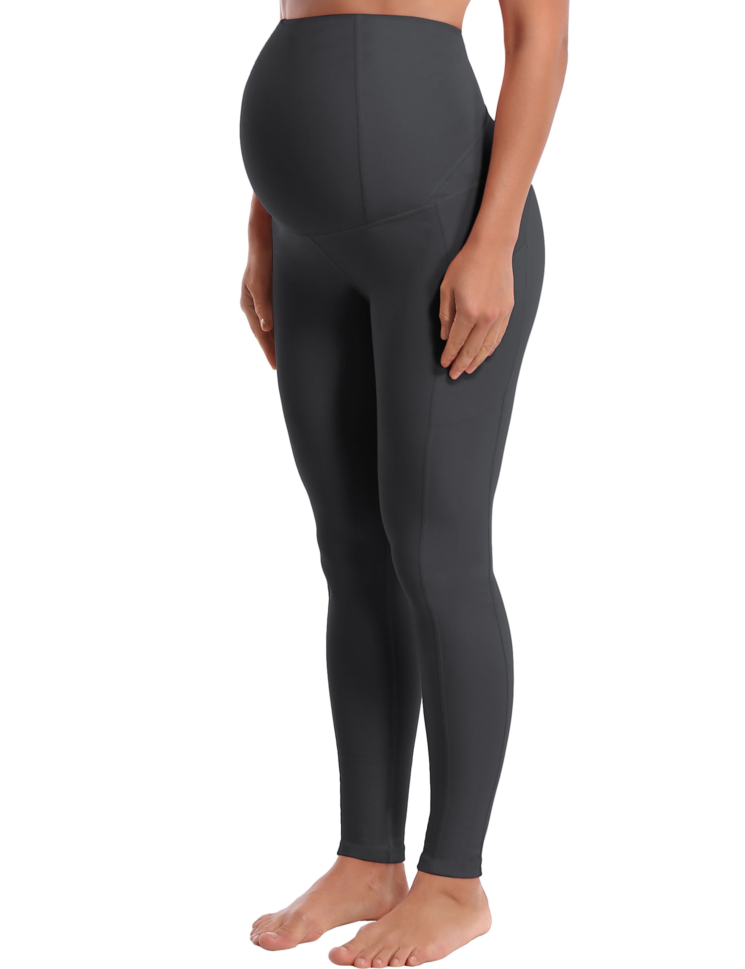 26" Side Pockets Maternity Tall Size Pants shadowcharcoal 87%Nylon/13%Spandex Softest-ever fabric High elasticity 4-way stretch Fabric doesn't attract lint easily No see-through Moisture-wicking Machine wash