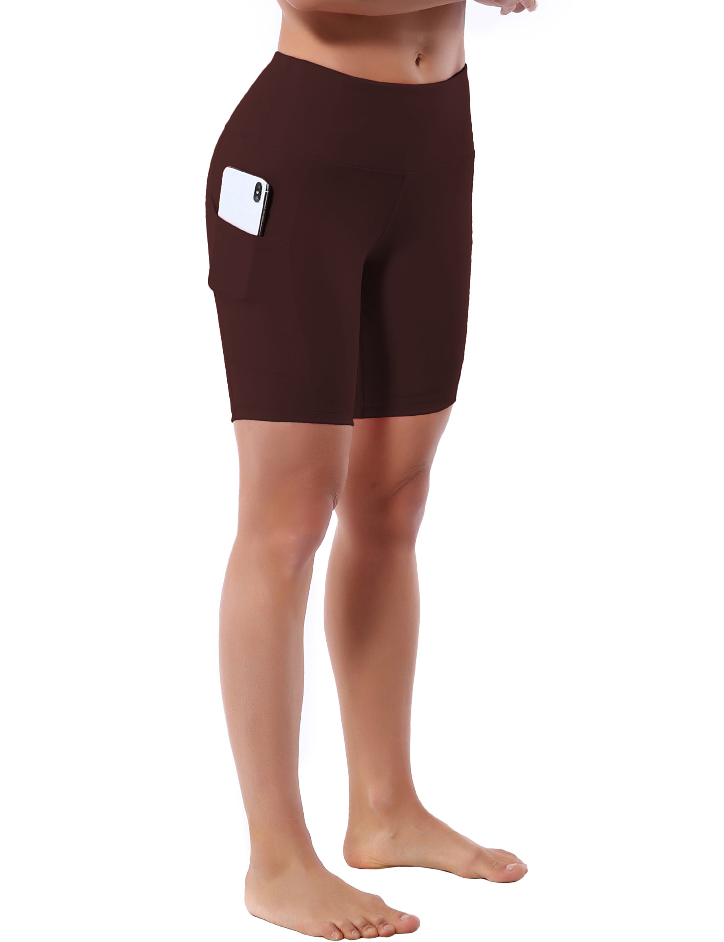8" Side Pockets Biking Shorts mahoganymaroon Sleek, soft, smooth and totally comfortable: our newest style is here. Softest-ever fabric High elasticity High density 4-way stretch Fabric doesn't attract lint easily No see-through Moisture-wicking Machine wash 75% Nylon, 25% Spandex