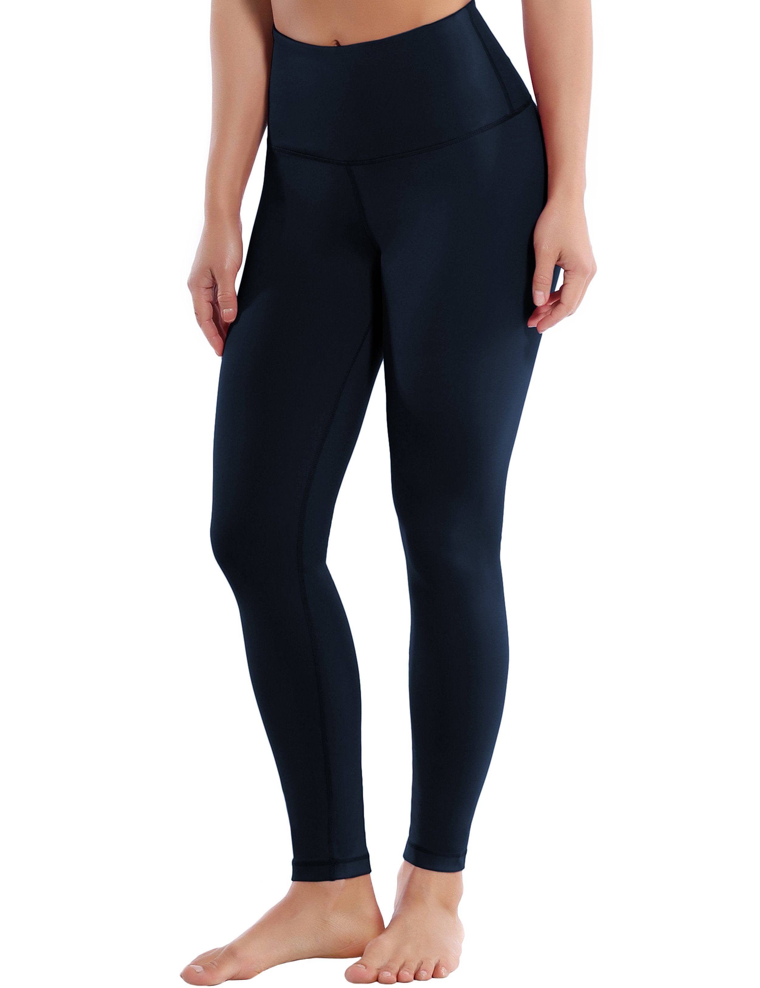 High Waist Pilates Pants darknavy 75%Nylon/25%Spandex Fabric doesn't attract lint easily 4-way stretch No see-through Moisture-wicking Tummy control Inner pocket Four lengths