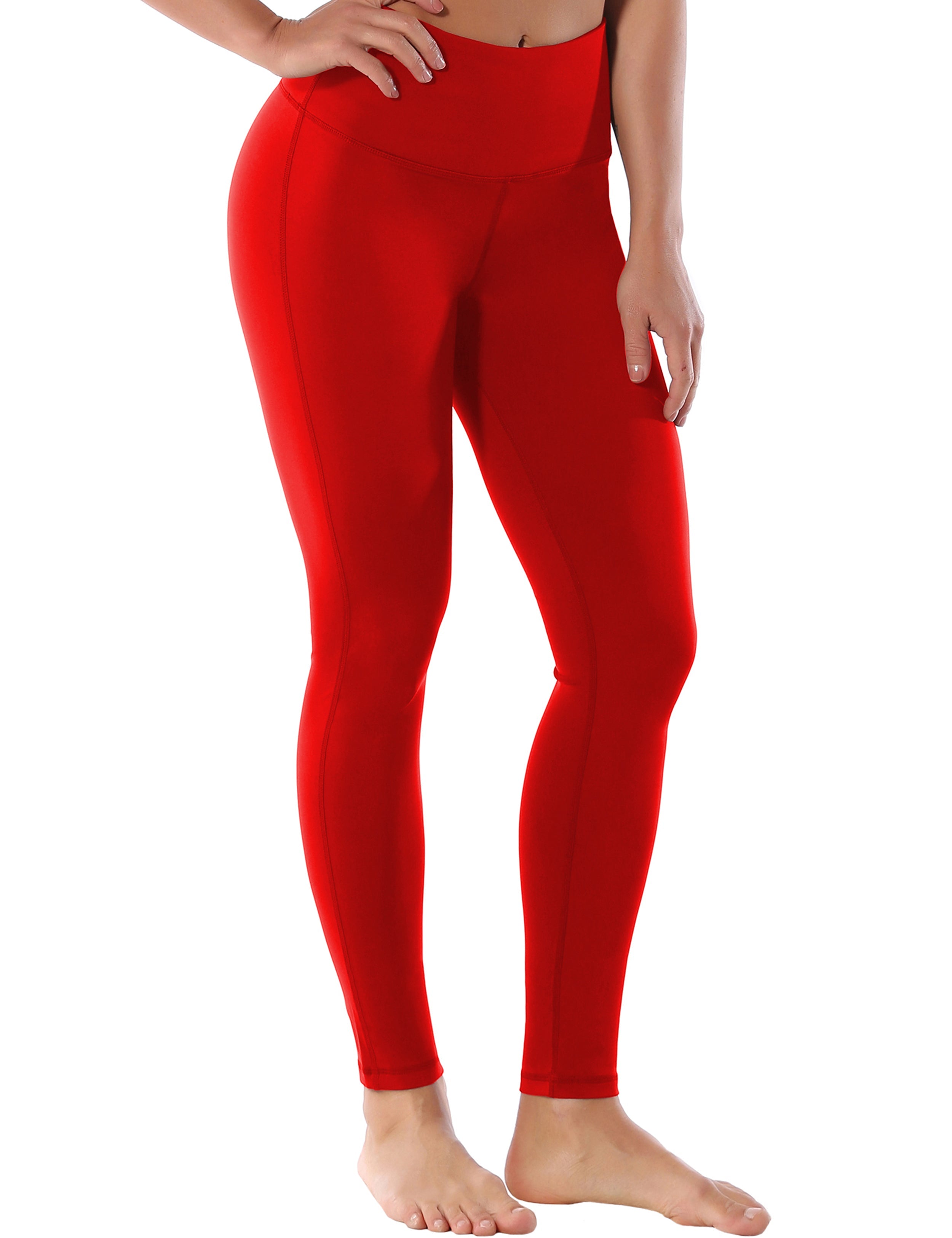 High Waist Side Line Gym Pants scarlet Side Line is Make Your Legs Look Longer and Thinner 75%Nylon/25%Spandex Fabric doesn't attract lint easily 4-way stretch No see-through Moisture-wicking Tummy control Inner pocket Two lengths
