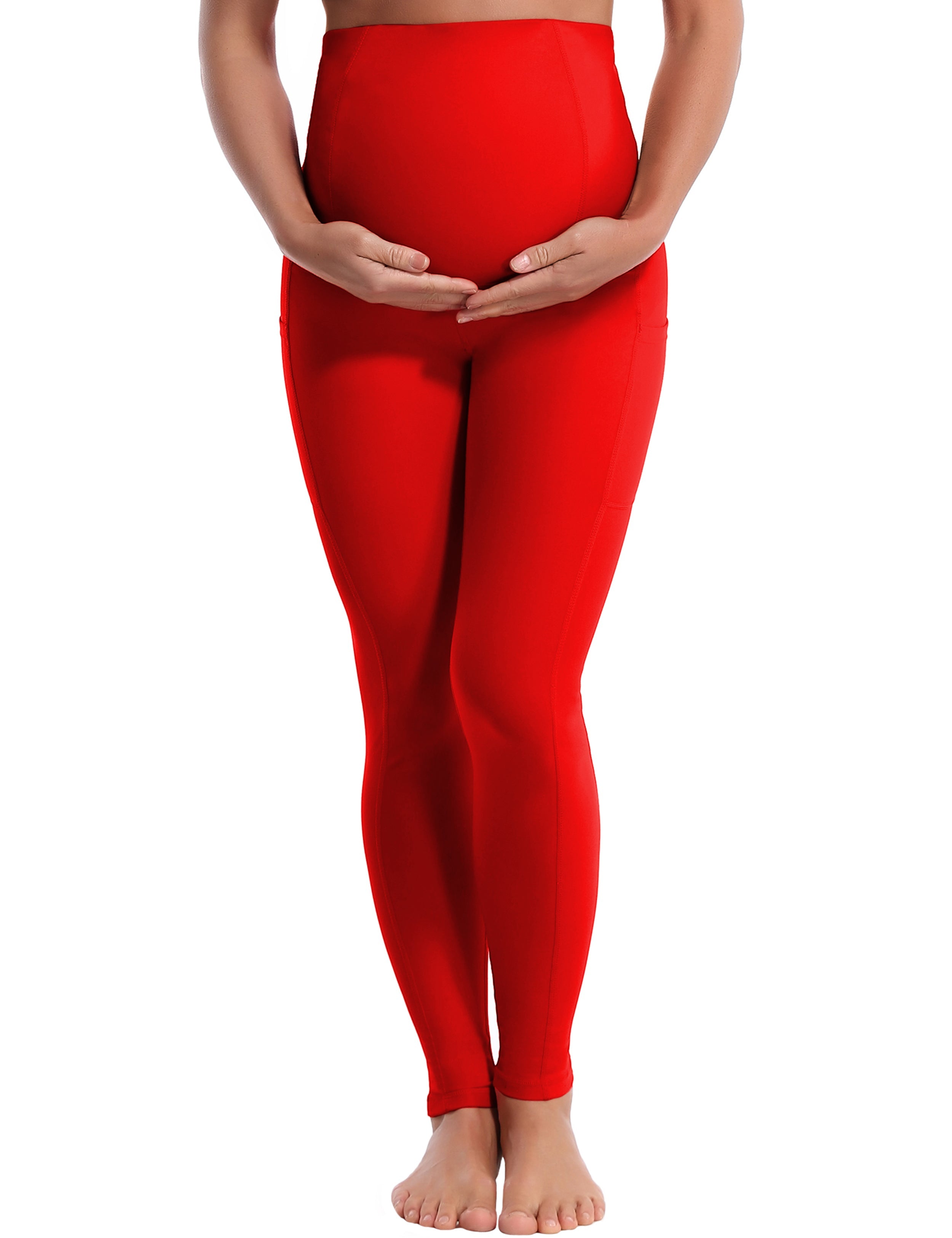 26" Side Pockets Maternity Jogging Pants scarlet 87%Nylon/13%Spandex Softest-ever fabric High elasticity 4-way stretch Fabric doesn't attract lint easily No see-through Moisture-wicking Machine wash