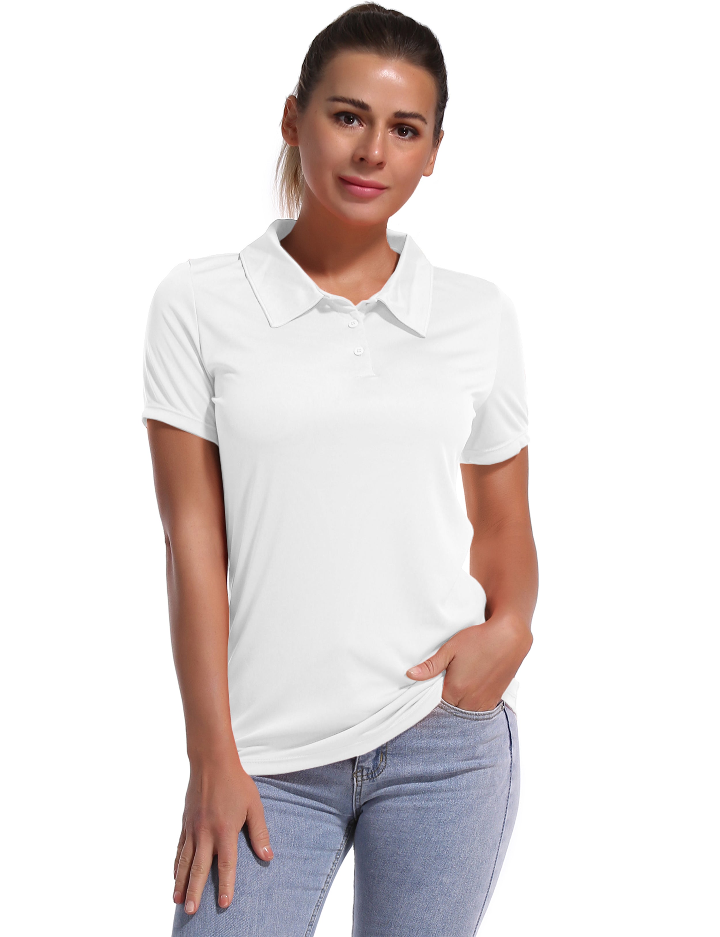 Short Sleeve Slim Fit Polo Shirt white_Pilates