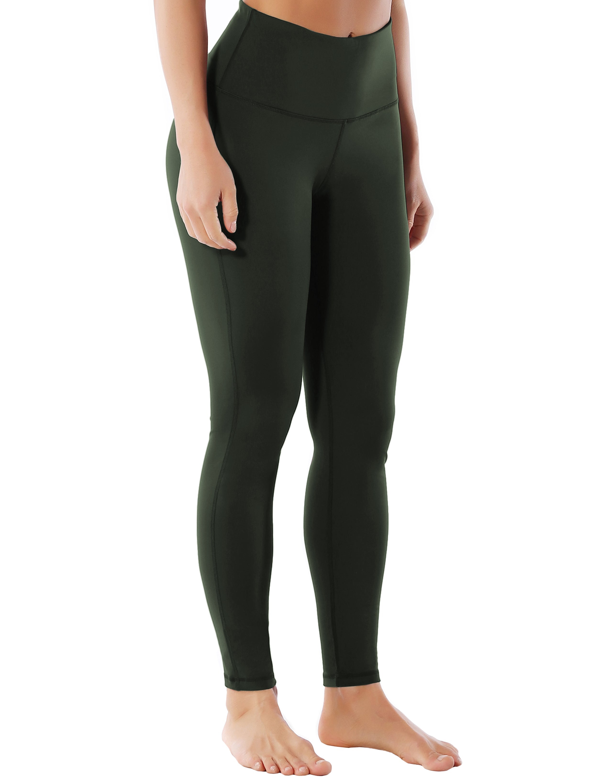 High Waist Side Line Gym Pants olivegray Side Line is Make Your Legs Look Longer and Thinner 75%Nylon/25%Spandex Fabric doesn't attract lint easily 4-way stretch No see-through Moisture-wicking Tummy control Inner pocket Two lengths