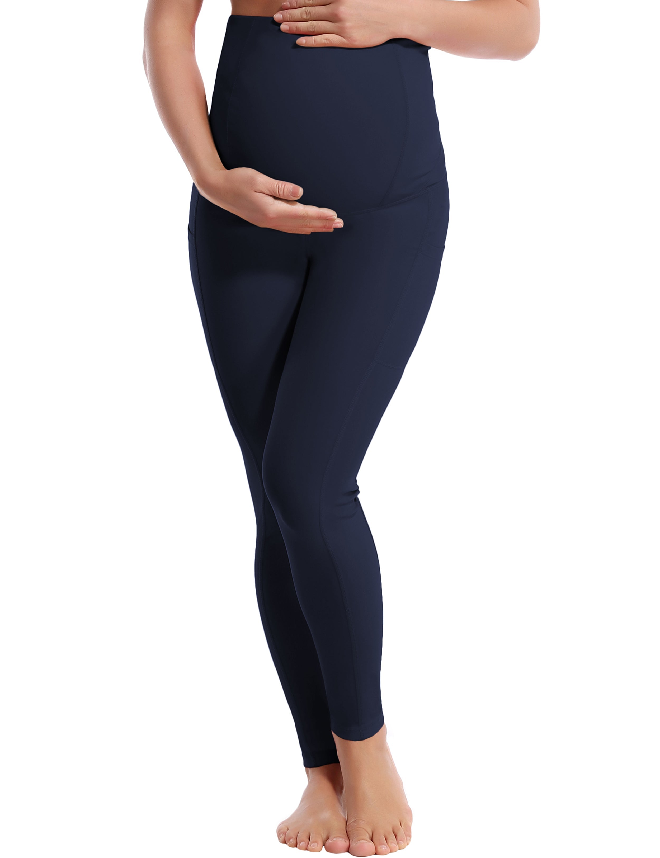 26" Side Pockets Maternity Golf Pants darknavy 87%Nylon/13%Spandex Softest-ever fabric High elasticity 4-way stretch Fabric doesn't attract lint easily No see-through Moisture-wicking Machine wash