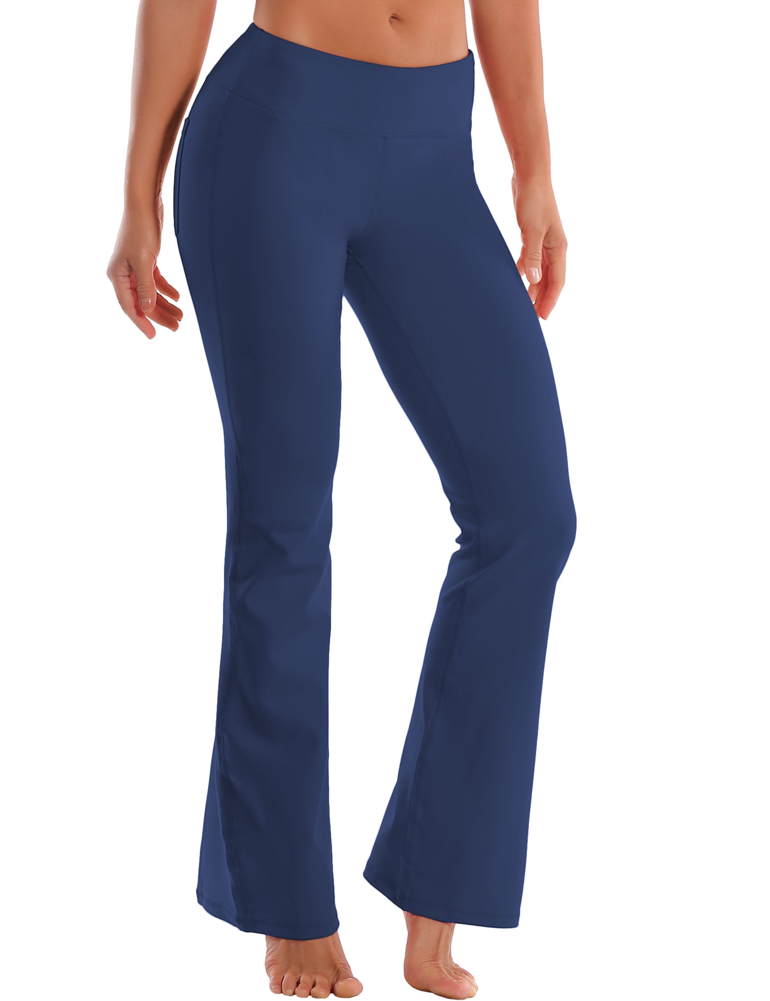 Back Pockets Bootcut Leggings purplishblue 87%Nylon/13%Spandex Fabric doesn't attract lint easily 4-way stretch No see-through Moisture-wicking Inner pocket Four lengths
