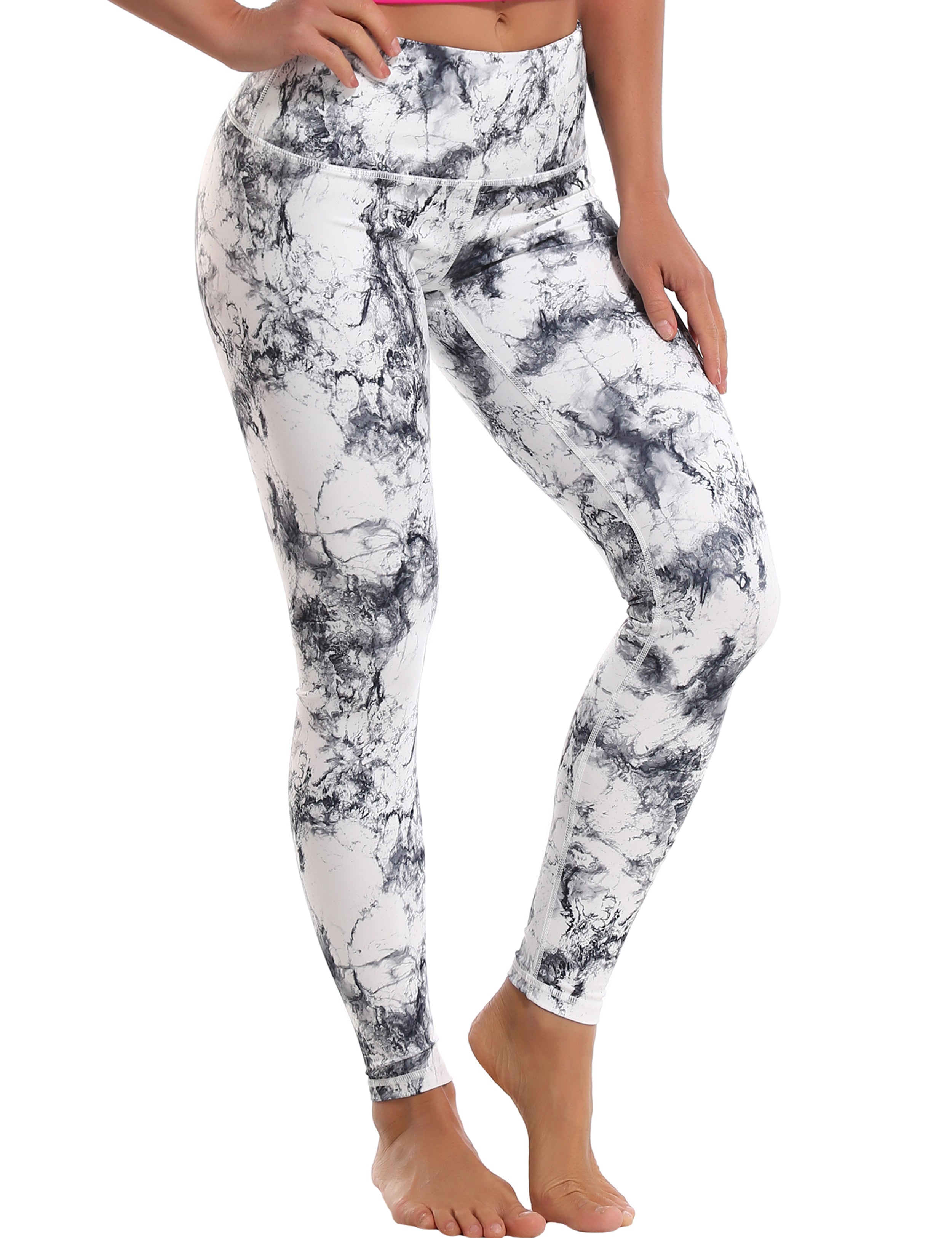 High Waist Gym Pants arabescato 82%Polyester/18%Spandex Fabric doesn't attract lint easily 4-way stretch No see-through Moisture-wicking Tummy control Inner pocket
