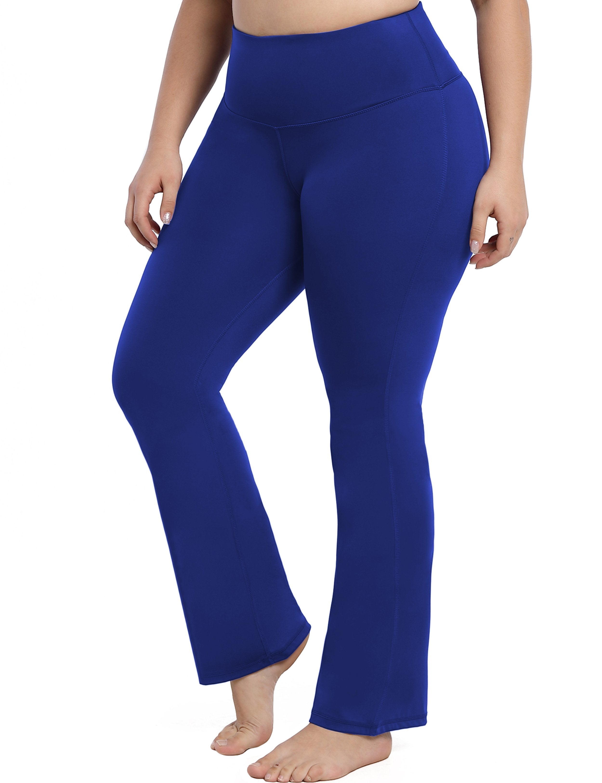 High Waist Bootcut Leggings Navy 75%Nylon/25%Spandex Fabric doesn't attract lint easily 4-way stretch No see-through Moisture-wicking Tummy control Inner pocket Five lengths
