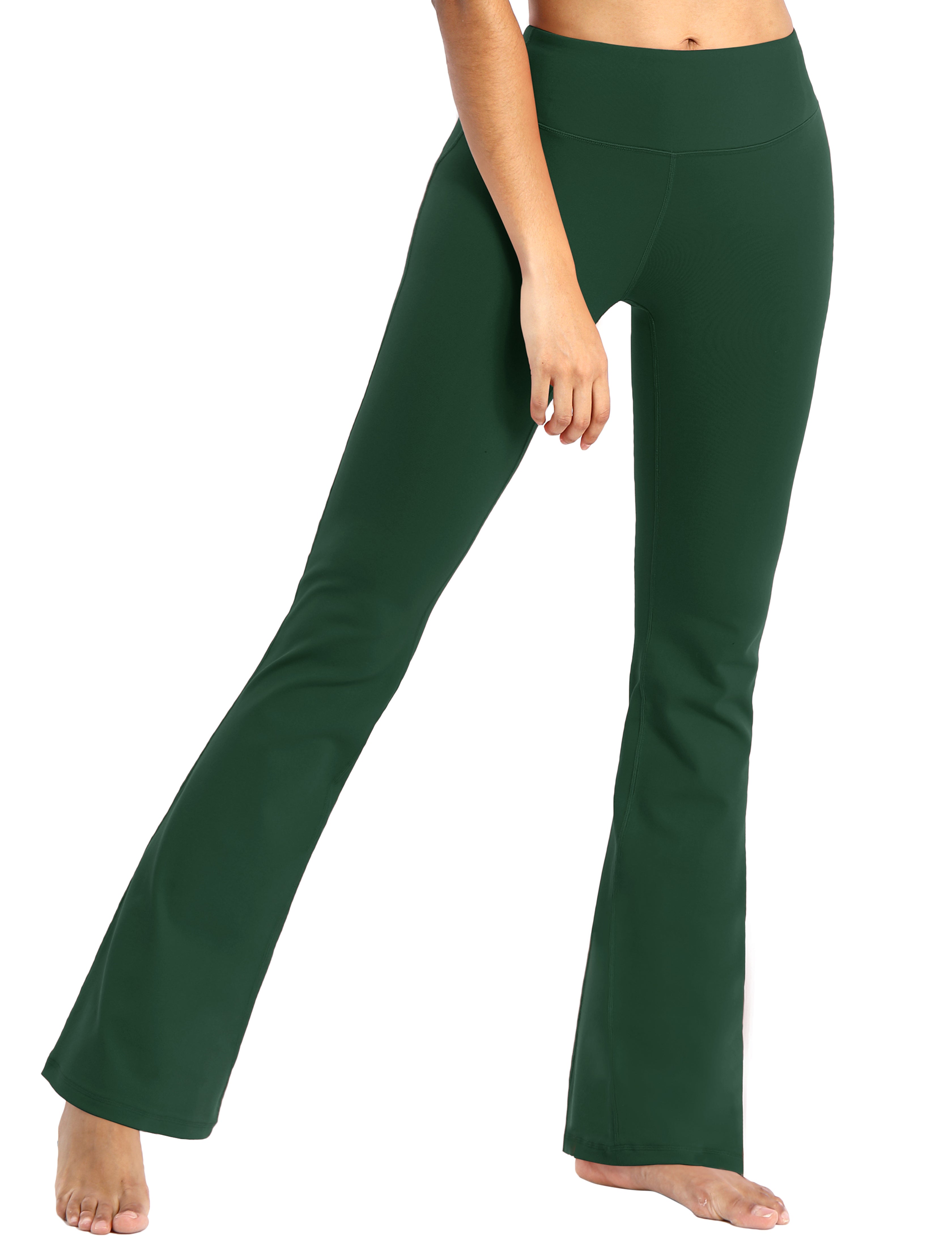Cotton Nylon Bootcut Leggings olivegreen 87%Nylon/13%Spandex (Super soft, cotton feel , 280gsm) Fabric doesn't attract lint easily 4-way stretch No see-through Moisture-wicking Inner pocket Four lengths