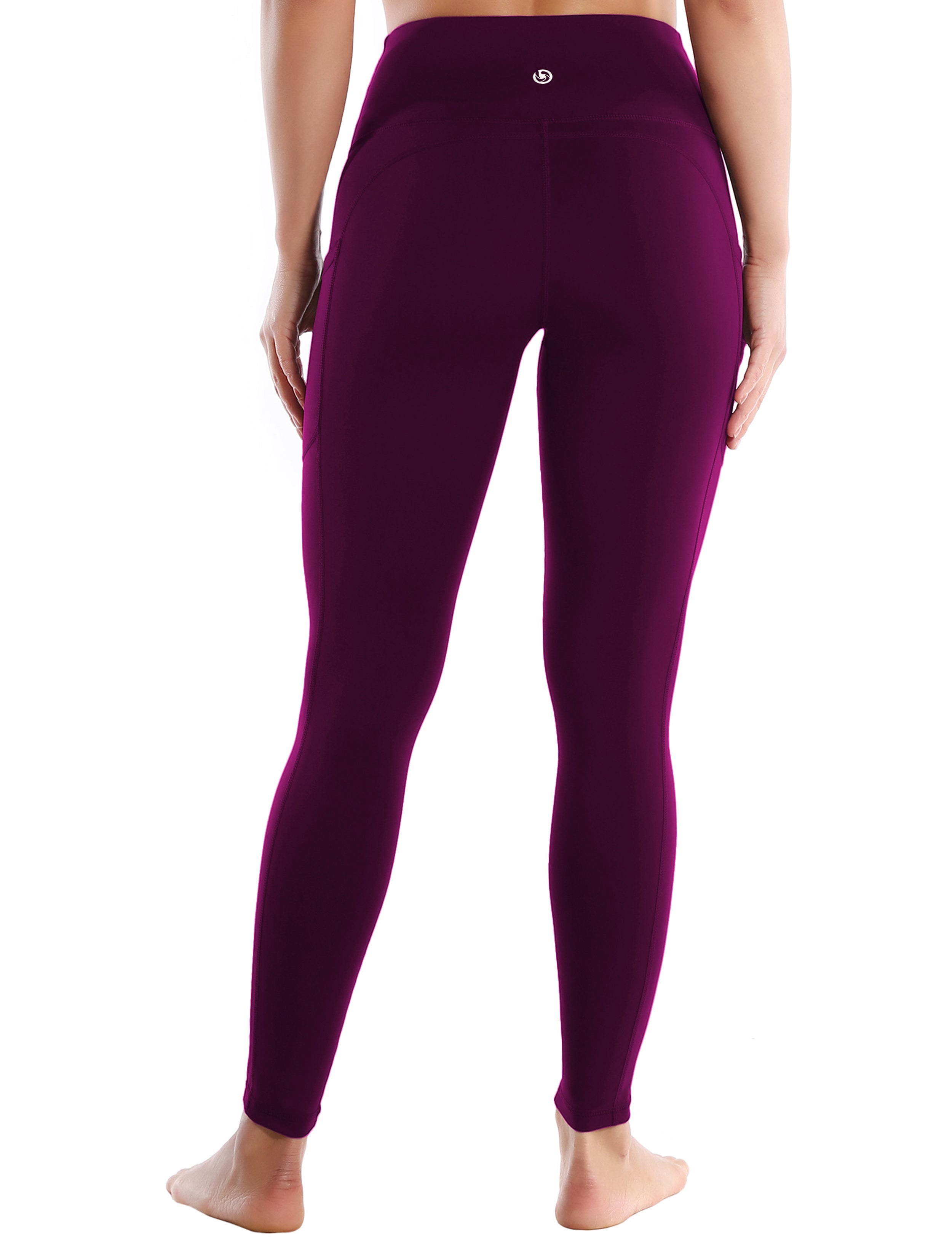 Hip Line Side Pockets Gym Pants plum Sexy Hip Line Side Pockets 75%Nylon/25%Spandex Fabric doesn't attract lint easily 4-way stretch No see-through Moisture-wicking Tummy control Inner pocket Two lengths