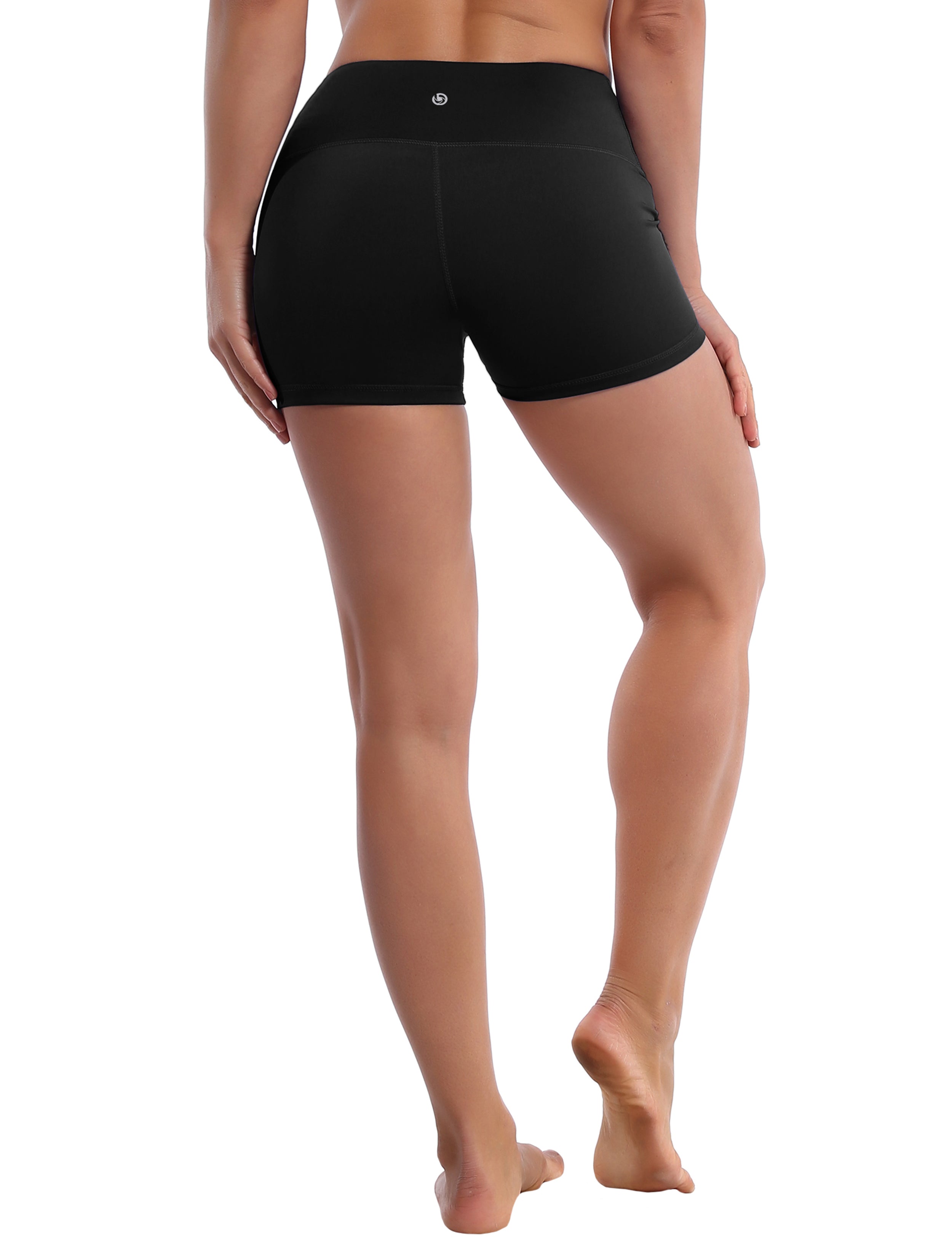 2.5" Yoga Shorts black Softest-ever fabric High elasticity High density 4-way stretch Fabric doesn't attract lint easily No see-through Moisture-wicking Machine wash 75% Nylon, 25% Spandex