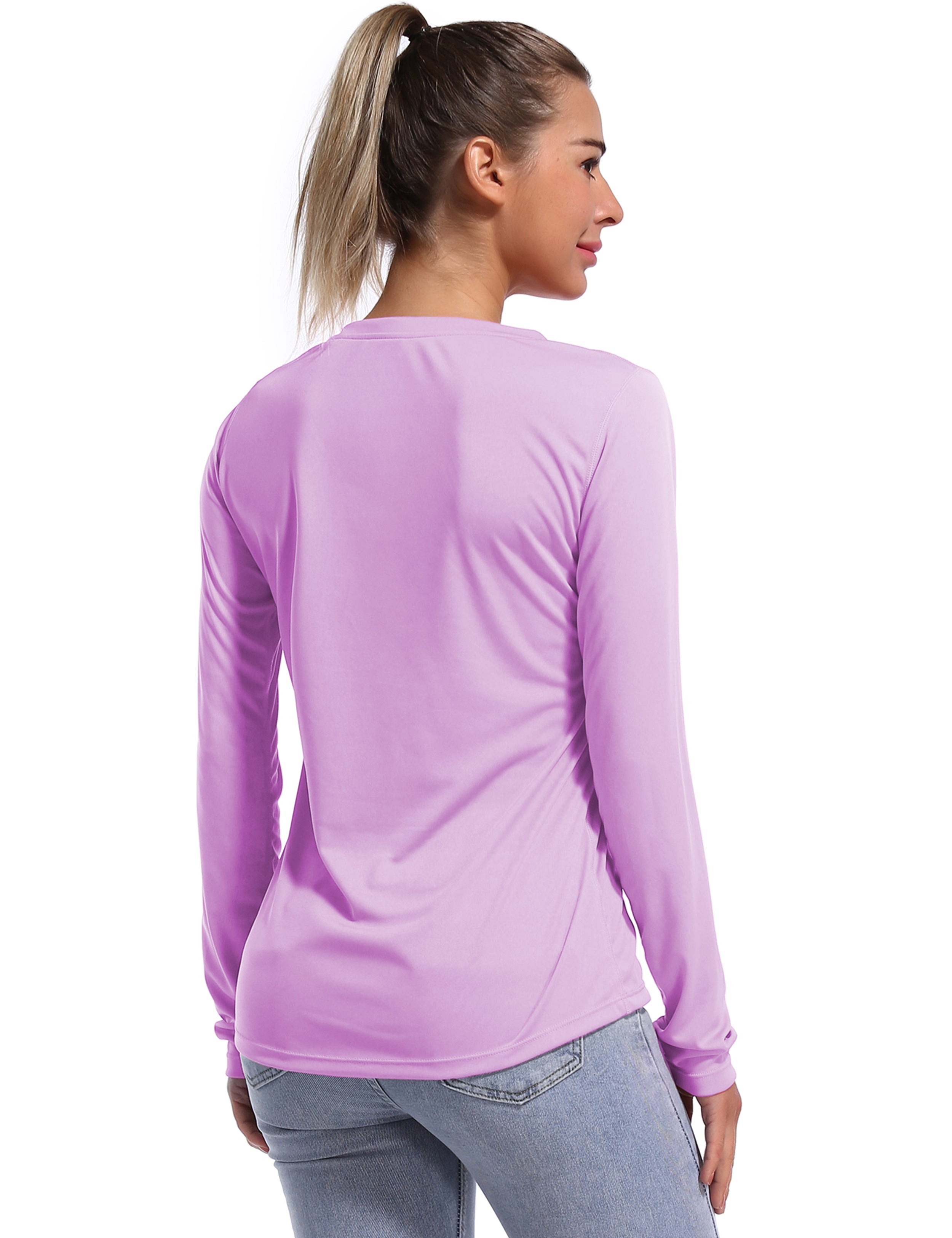 V Neck Long Sleeve Athletic Shirts purple_Pilates