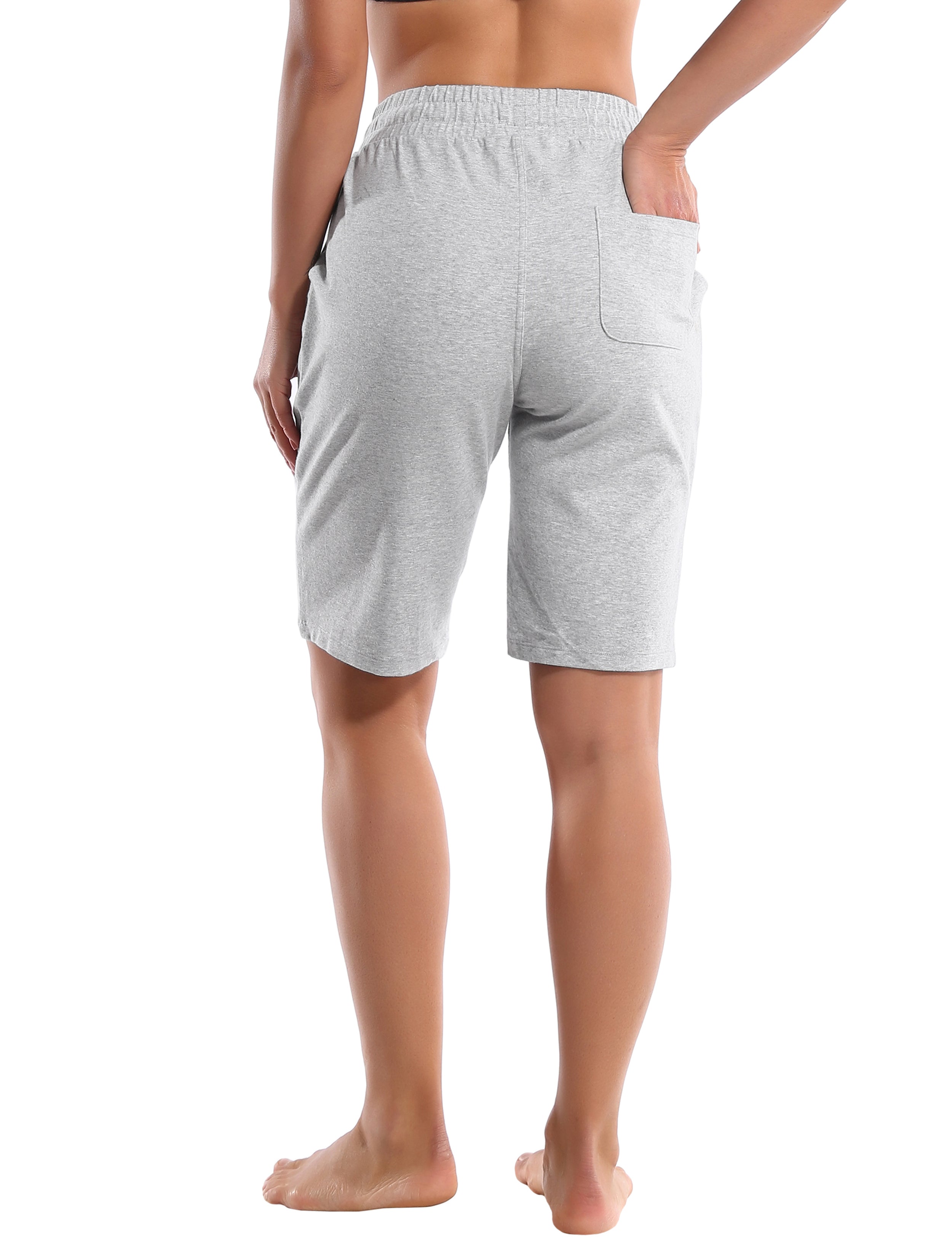 10" Joggers Shorts heathergray 90% Cotton, 10% Spandex Soft and Elastic Drawstring closure Lightweight & breathable fabric wicks away sweat to keep you comfortable Elastic waistband with internal drawcord for a snug, adjustable fit Big side pockets are available for 4.7", 5", 5.5" mobile phone Reflective logo helps you stand out in low light Perfect for any types of outdoor exercises and indoor fitness,like Biking,running,walking,jogging,lounging,workout,gym fitness,casual use,etc