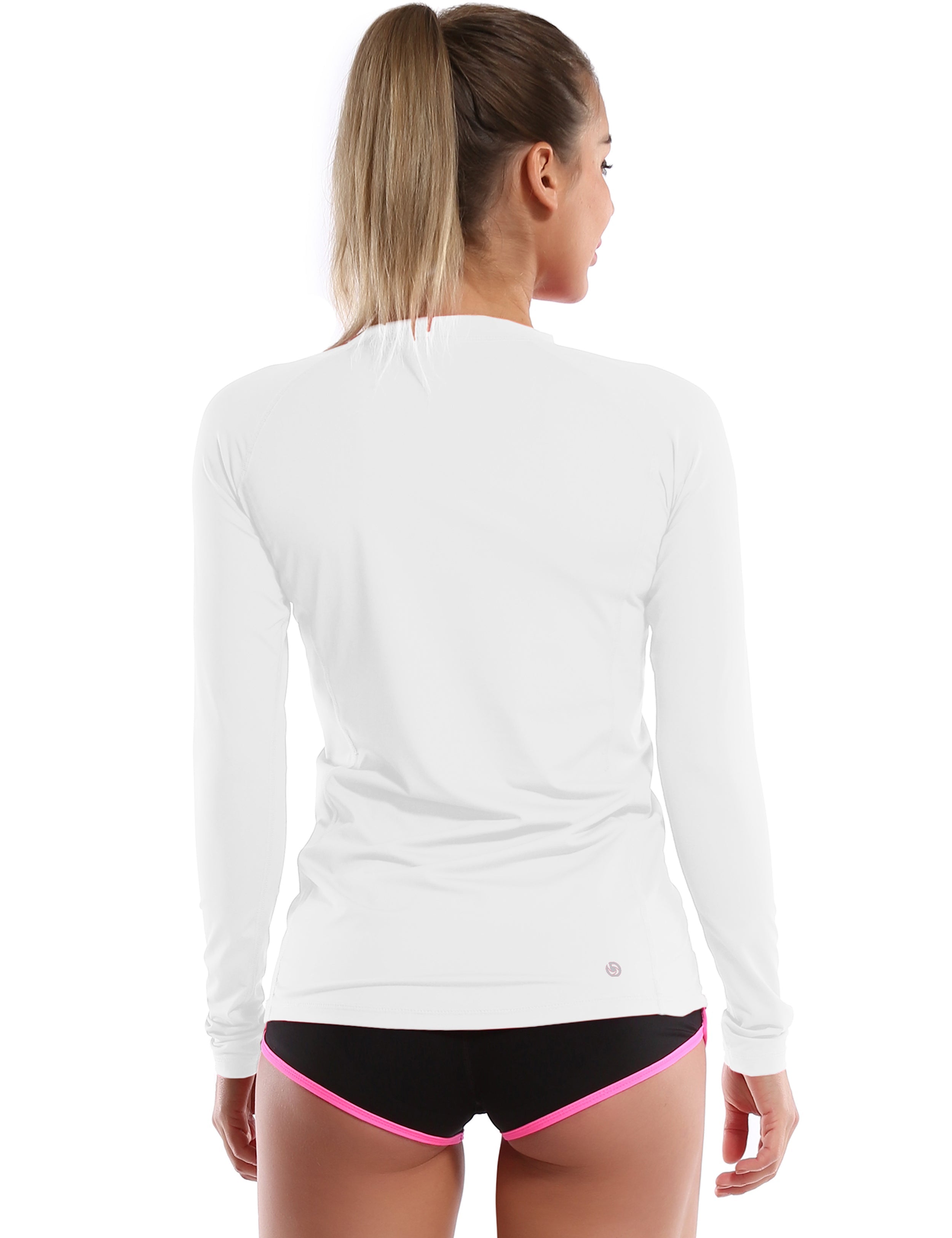 Long Sleeve UPF 50+ Rashguard white 84%Polyester/16%Spandex Fitted design Dries ultra-fast UV Protection: UPF 50 sun protection