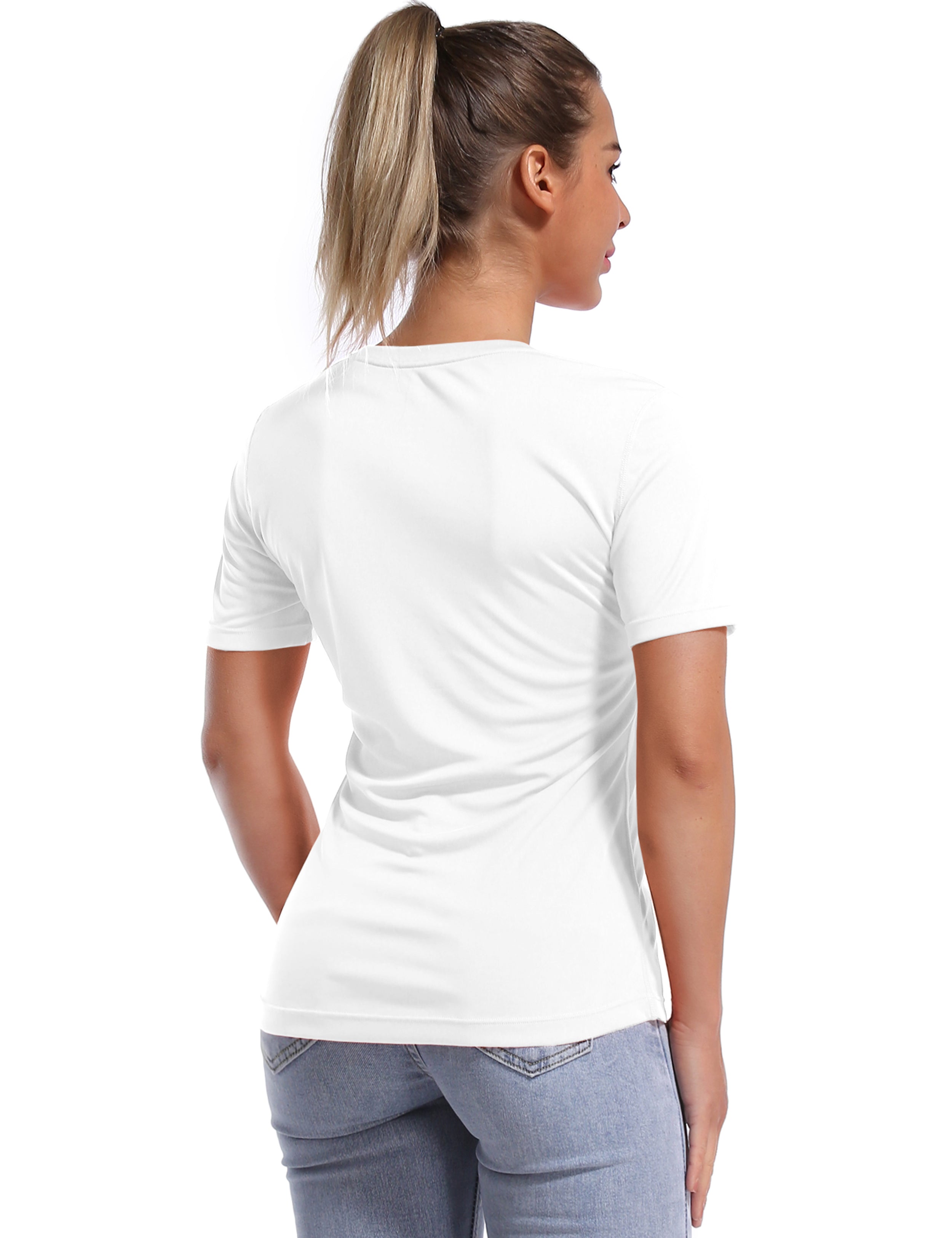 Short Sleeve Athletic Shirts white_Pilates
