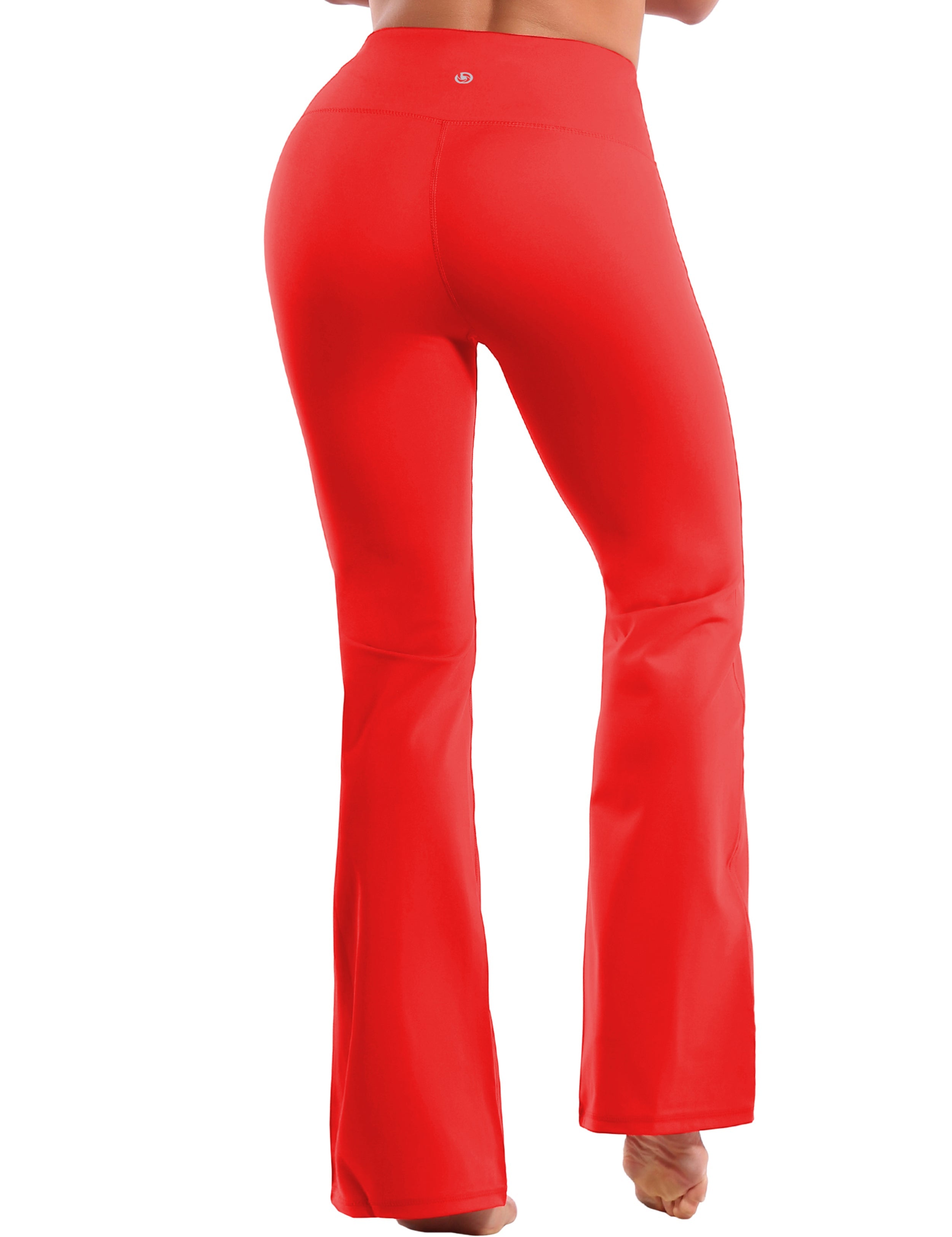 High Waist Bootcut Leggings Scarlet 75%Nylon/25%Spandex Fabric doesn't attract lint easily 4-way stretch No see-through Moisture-wicking Tummy control Inner pocket Five lengths