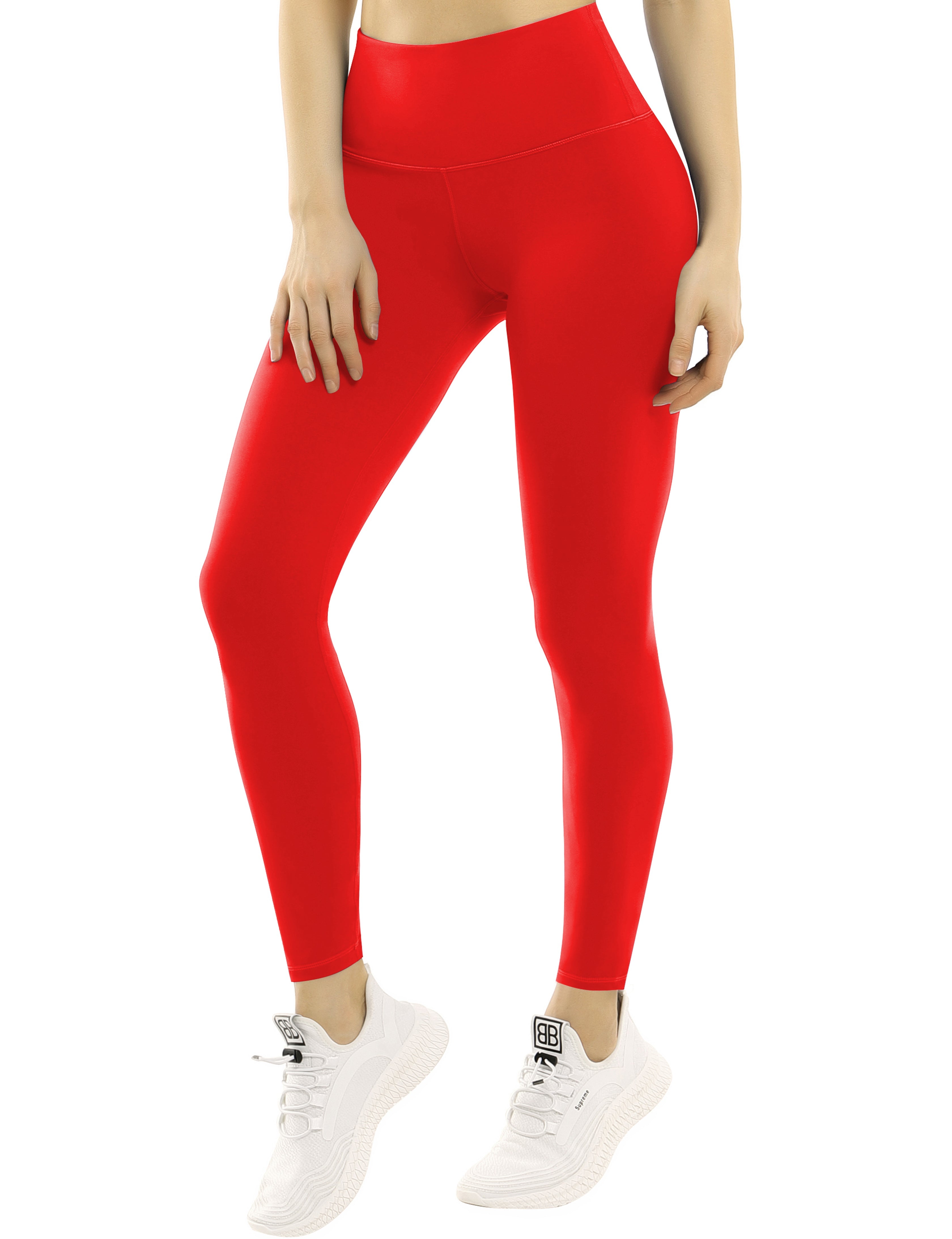 High Waist Gym Pants scarlet 75%Nylon/25%Spandex Fabric doesn't attract lint easily 4-way stretch No see-through Moisture-wicking Tummy control Inner pocket Four lengths