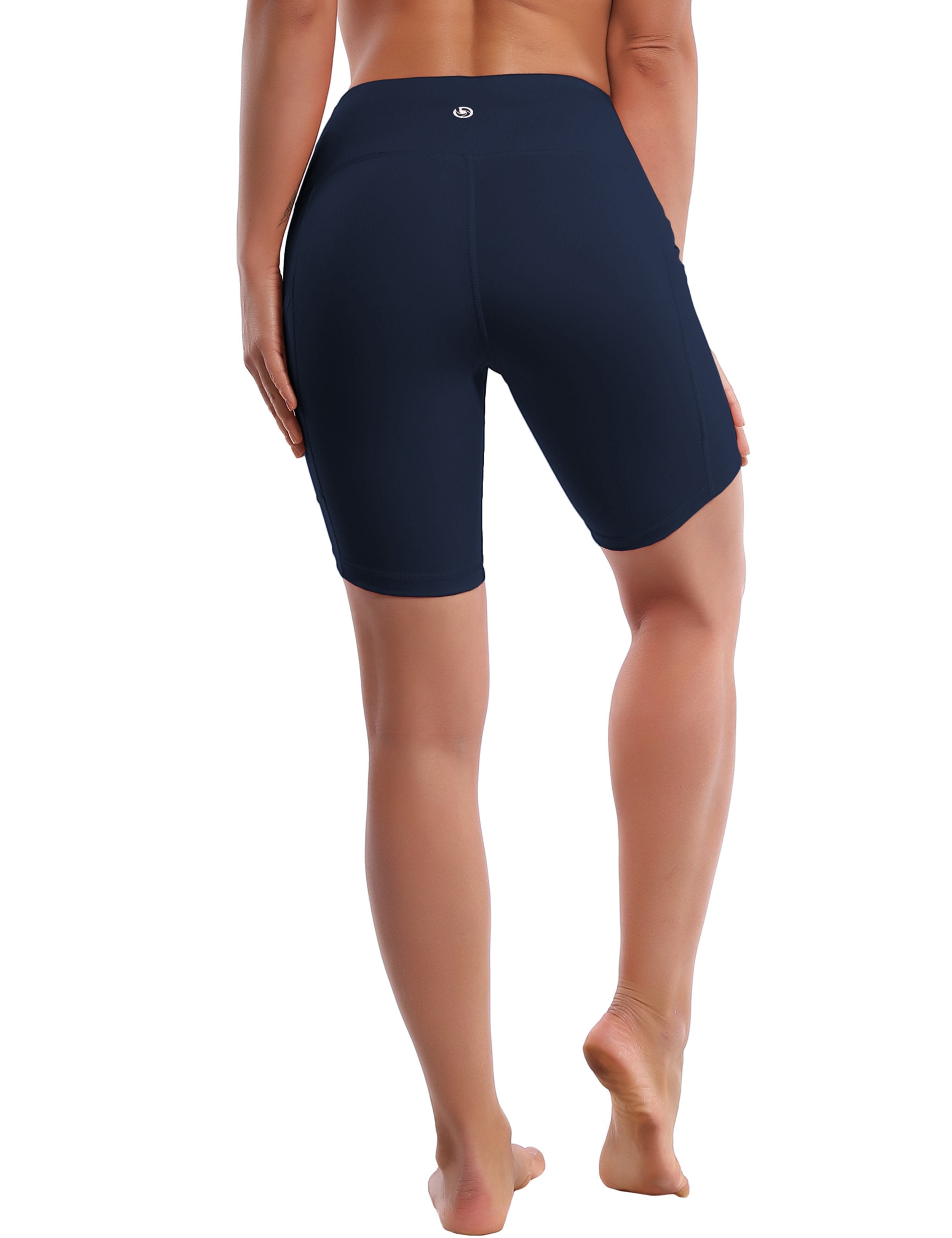 8" Side Pockets Yoga Shorts darknavy Sleek, soft, smooth and totally comfortable: our newest style is here. Softest-ever fabric High elasticity High density 4-way stretch Fabric doesn't attract lint easily No see-through Moisture-wicking Machine wash 75% Nylon, 25% Spandex