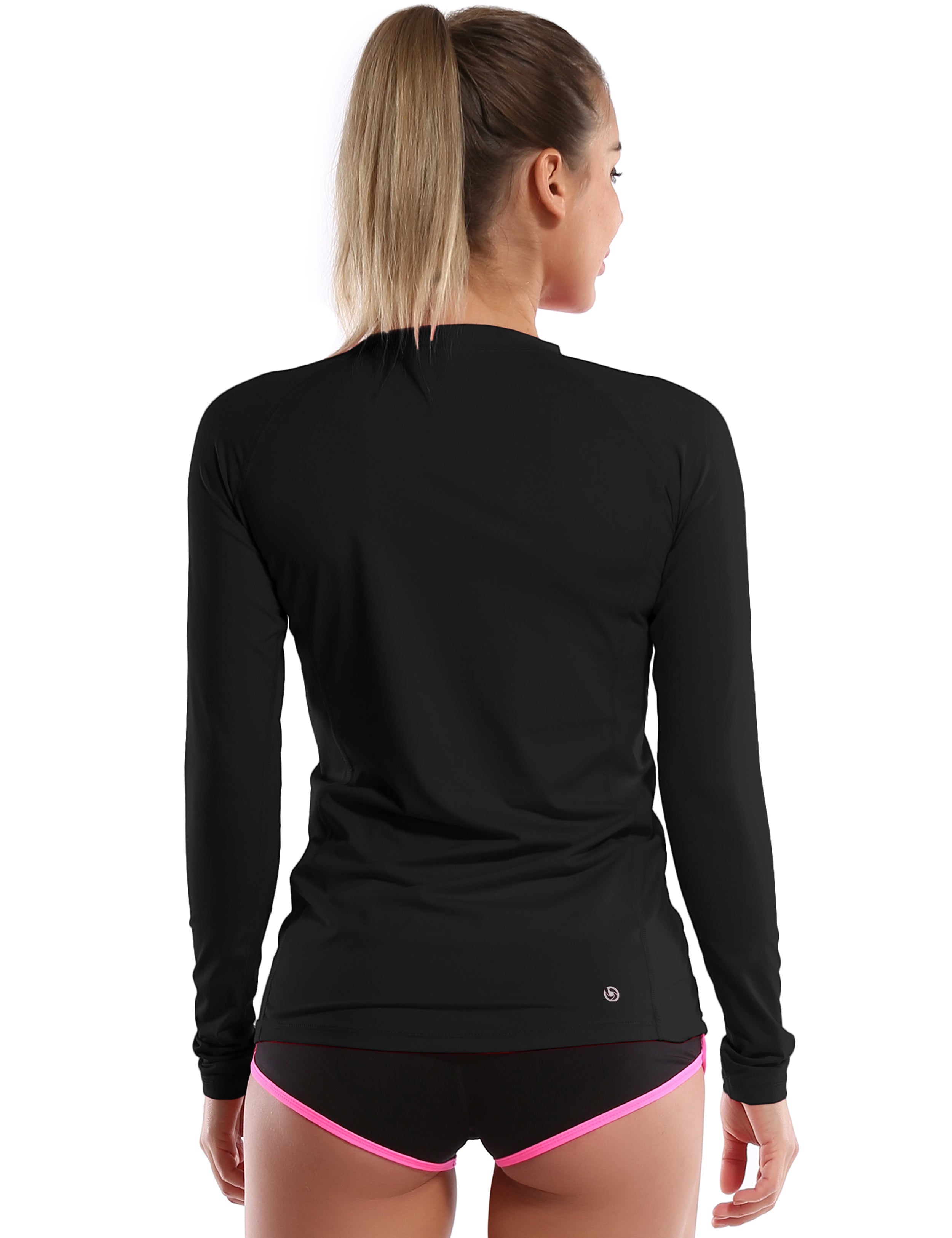 Long Sleeve UPF 50+ Rashguard black 84%Polyester/16%Spandex Fitted design Dries ultra-fast UV Protection: UPF 50 sun protection