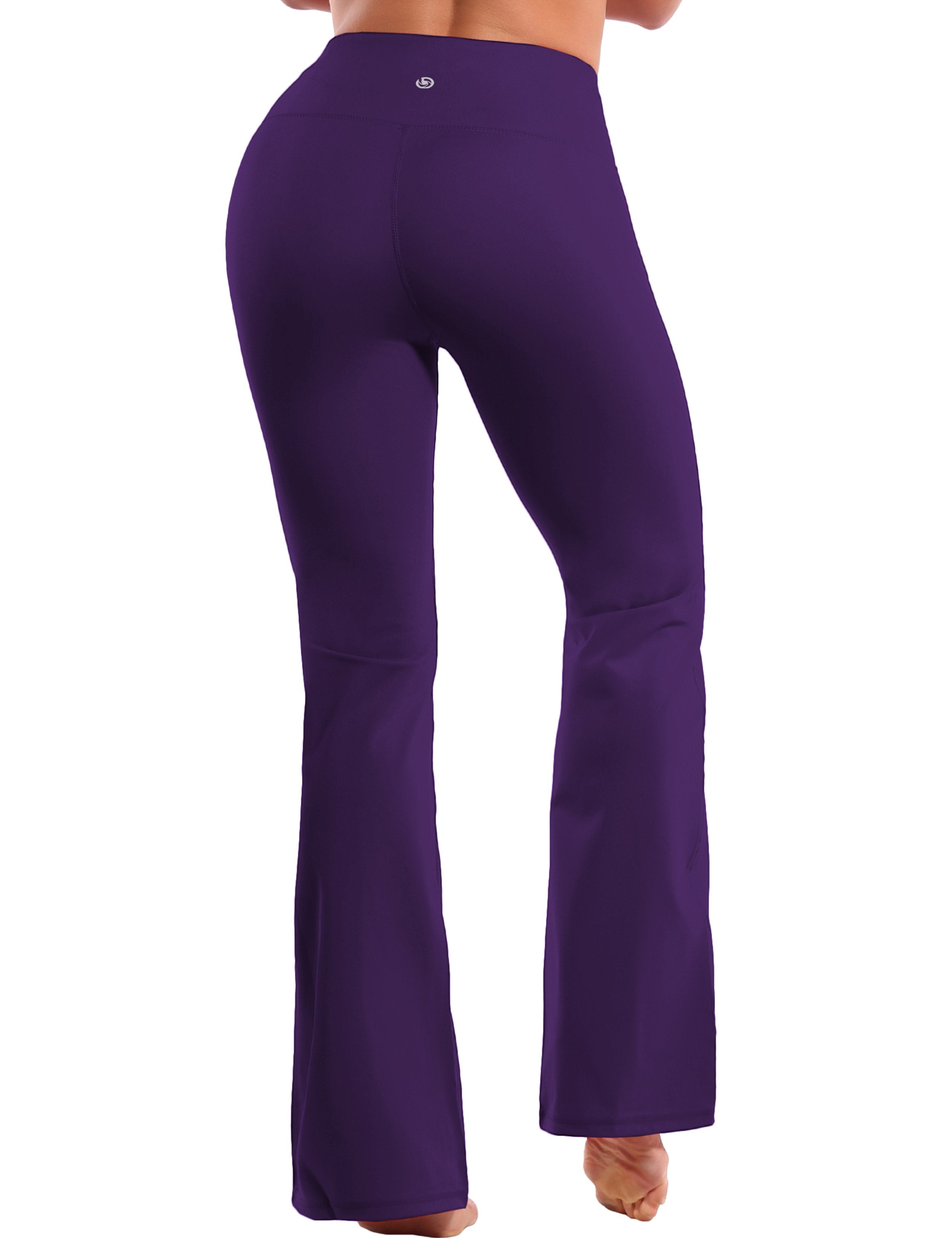 High Waist Bootcut Leggings Eggplantpurple 75%Nylon/25%Spandex Fabric doesn't attract lint easily 4-way stretch No see-through Moisture-wicking Tummy control Inner pocket Five lengths