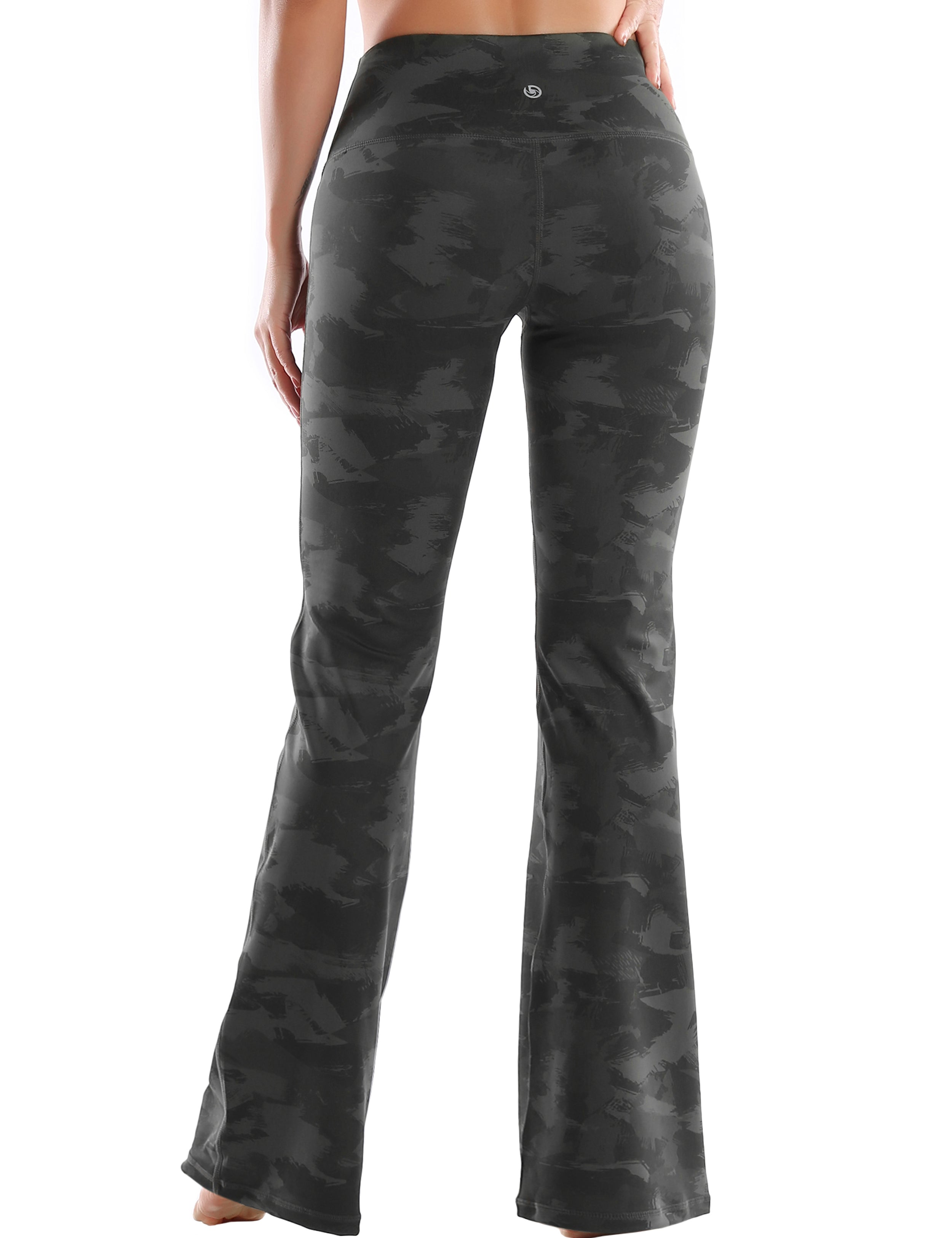 High Waist Printed Bootcut Leggings dimgray brushcamo 78%Polyester/22%Spandex Fabric doesn't attract lint easily 4-way stretch No see-through Moisture-wicking Tummy control Inner pocket Five lengths