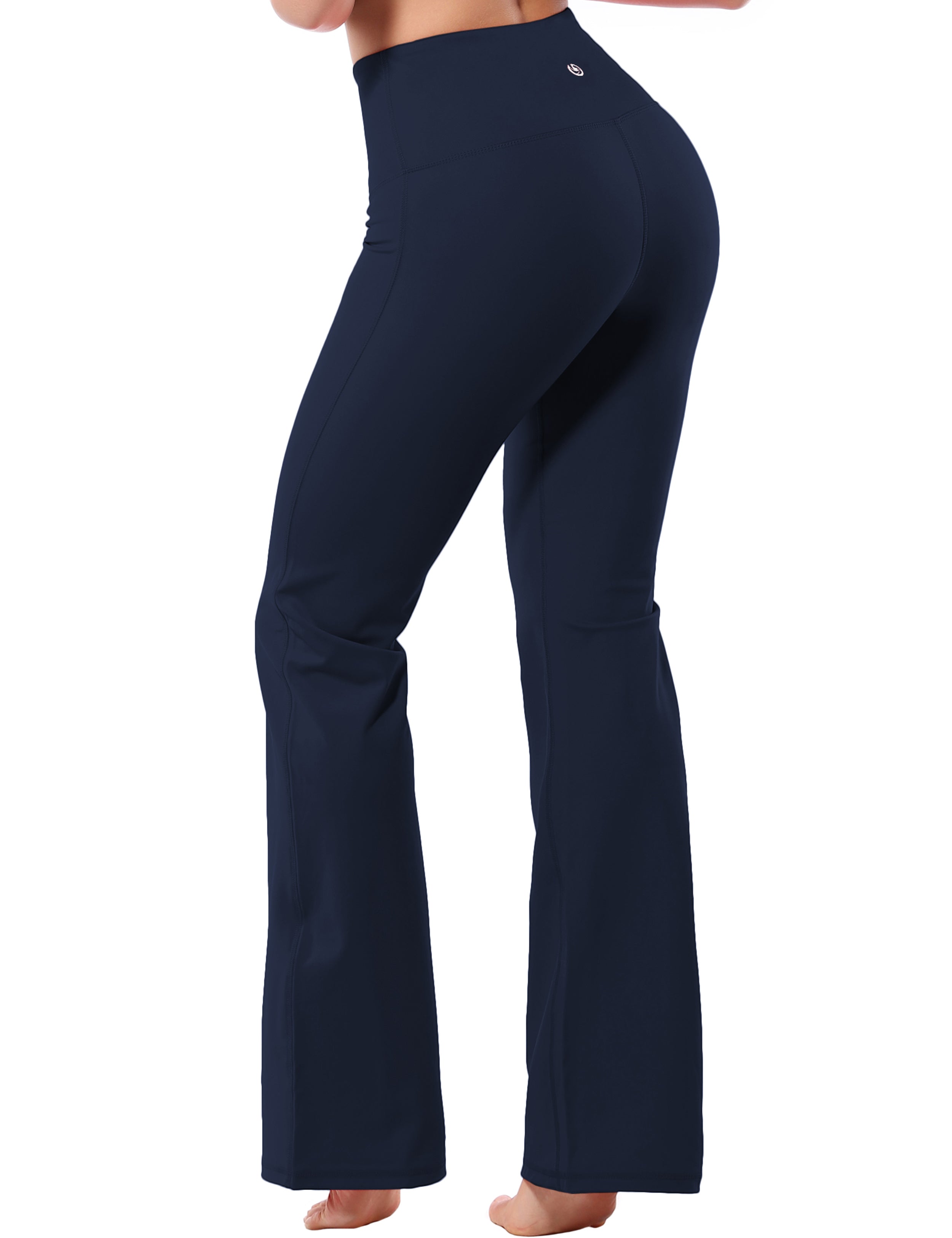 High Waist Bootcut Leggings Darknavy 75%Nylon/25%Spandex Fabric doesn't attract lint easily 4-way stretch No see-through Moisture-wicking Tummy control Inner pocket Five lengths
