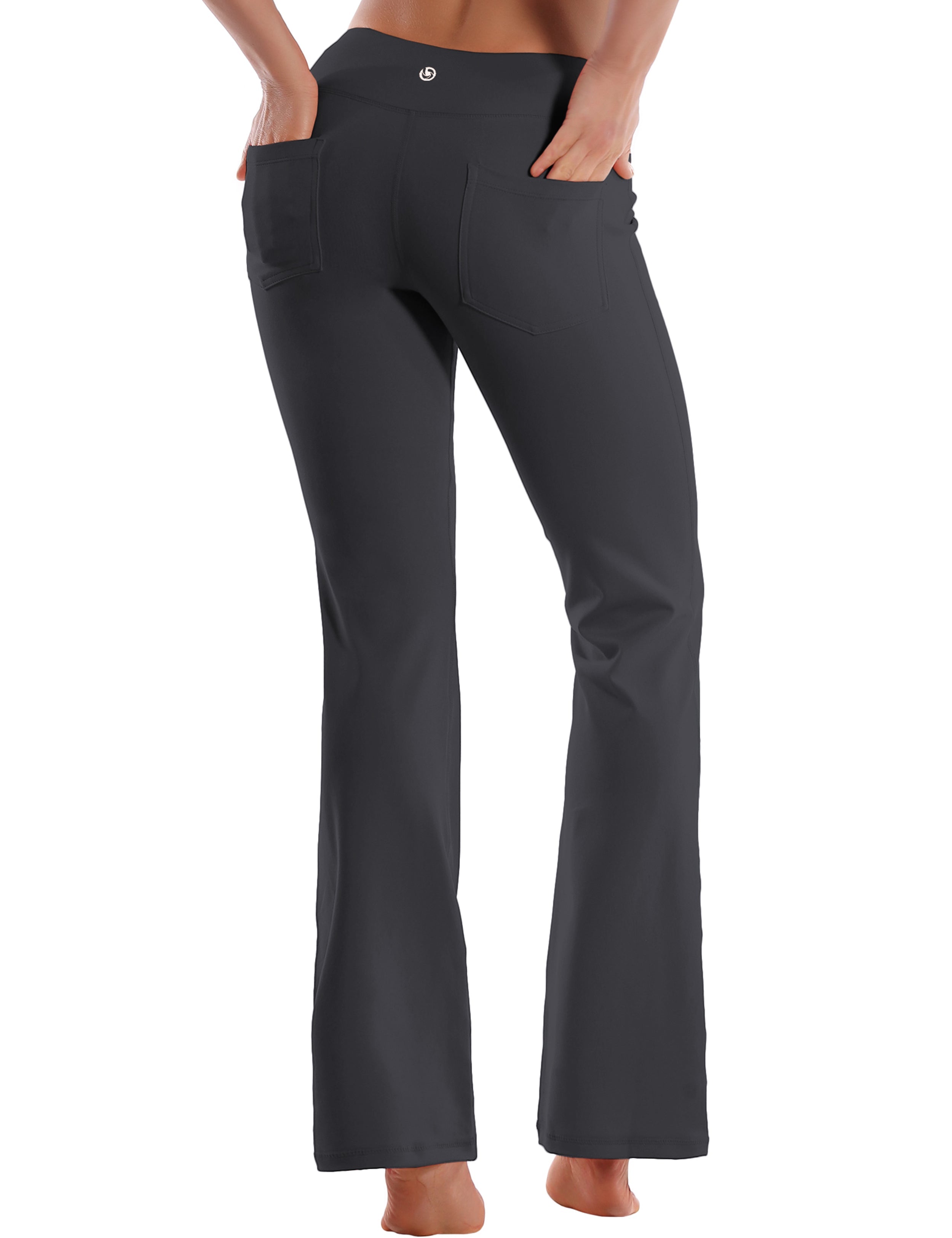 Back Pockets Bootcut Leggings shadowcharcoal 87%Nylon/13%Spandex Fabric doesn't attract lint easily 4-way stretch No see-through Moisture-wicking Inner pocket Four lengths