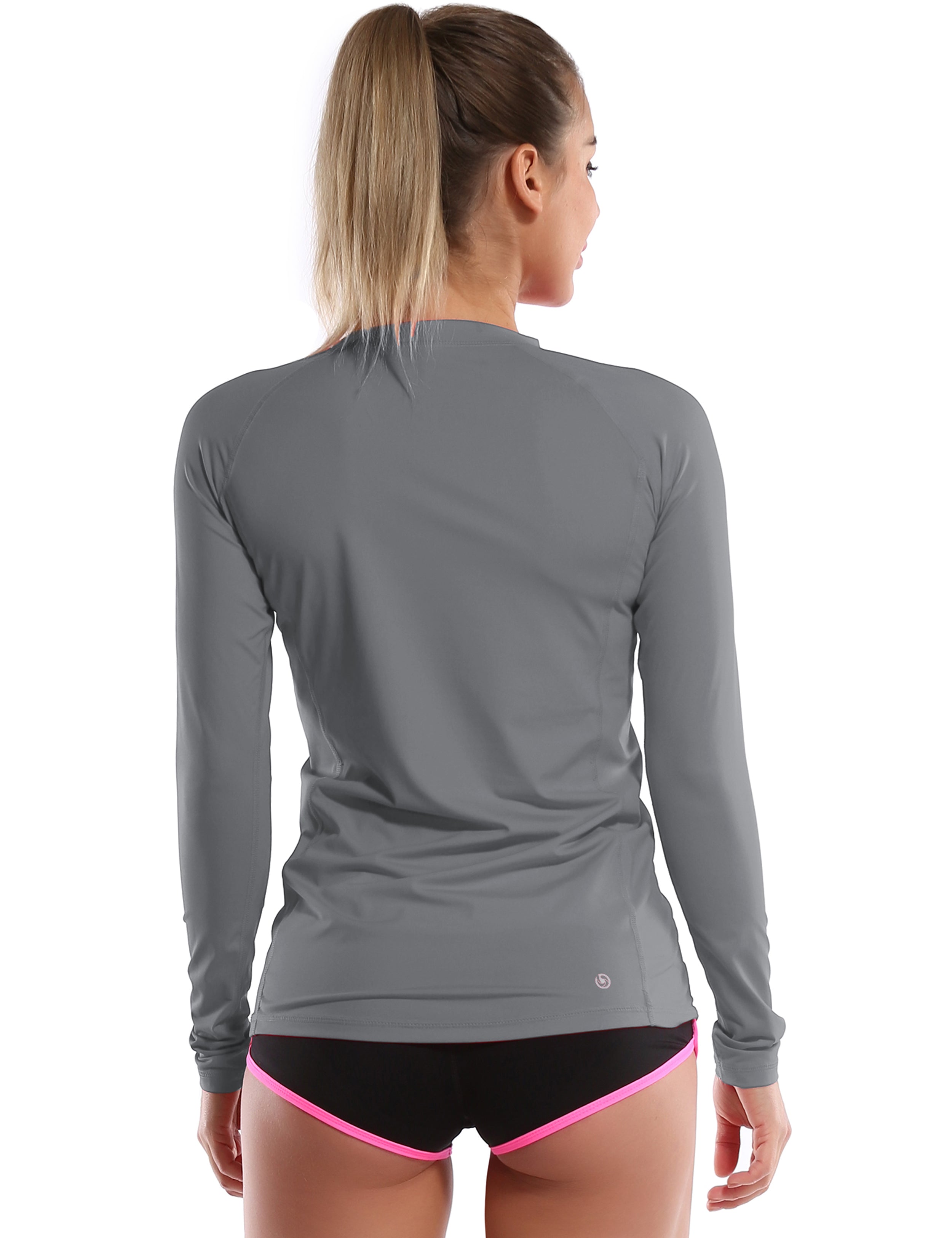 Long Sleeve UPF 50+ Rashguard gray 84%Polyester/16%Spandex Fitted design Dries ultra-fast UV Protection: UPF 50 sun protection