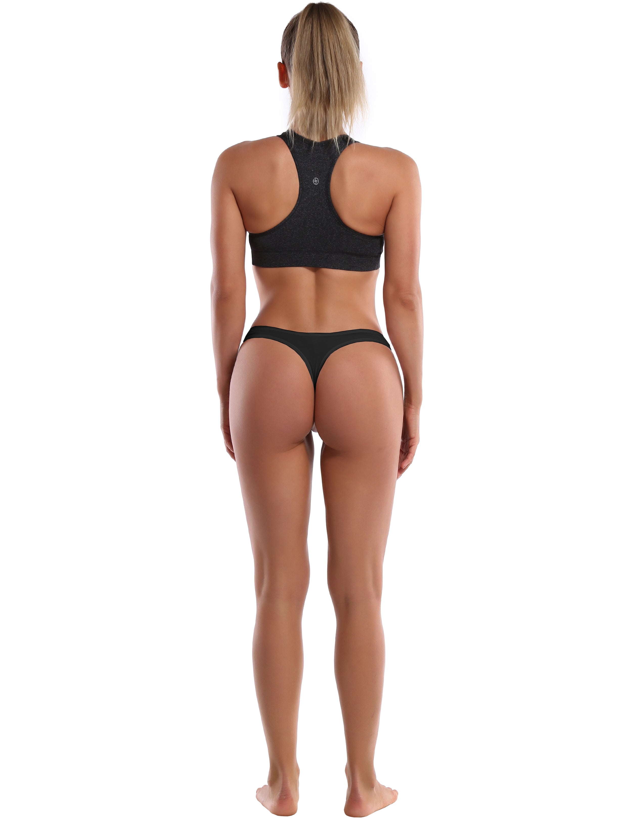 Super Soft Modal Sports Thongs underwear Black_yoga