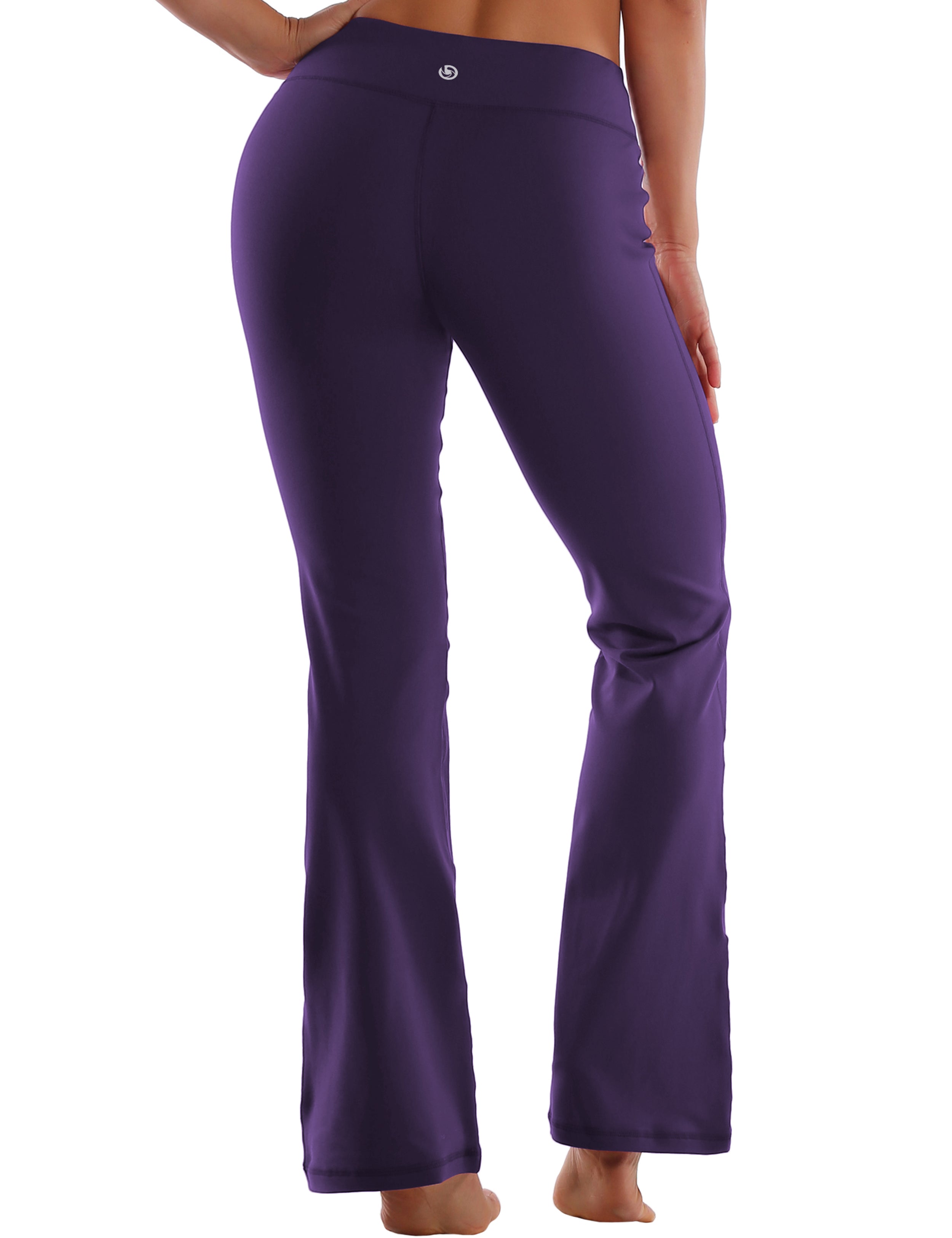 Cotton Nylon Bootcut Leggings darkpurple 87%Nylon/13%Spandex (Super soft, cotton feel , 280gsm) Fabric doesn't attract lint easily 4-way stretch No see-through Moisture-wicking Inner pocket Four lengths