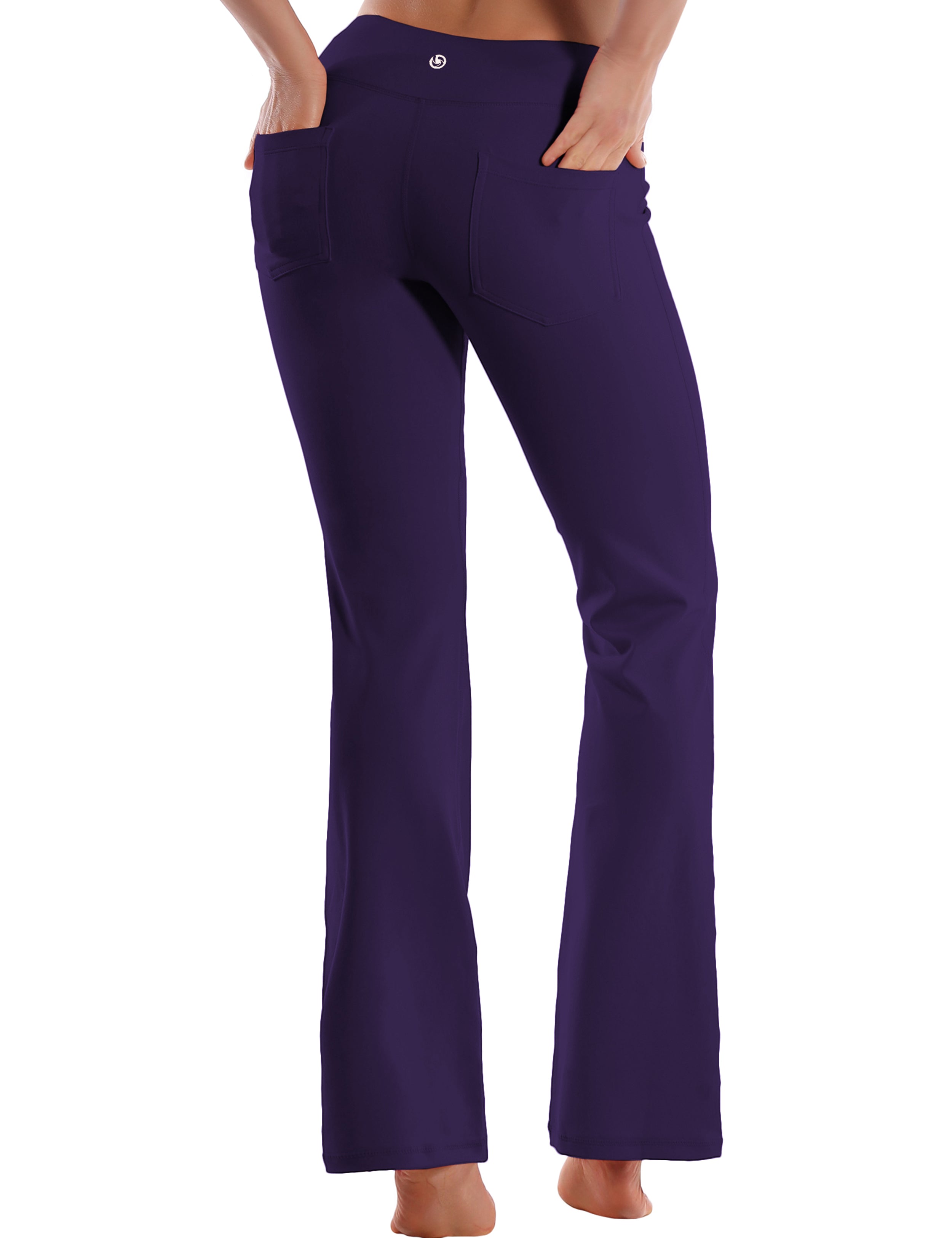 Back Pockets Bootcut Leggings darkpurple 87%Nylon/13%Spandex Fabric doesn't attract lint easily 4-way stretch No see-through Moisture-wicking Inner pocket Four lengths