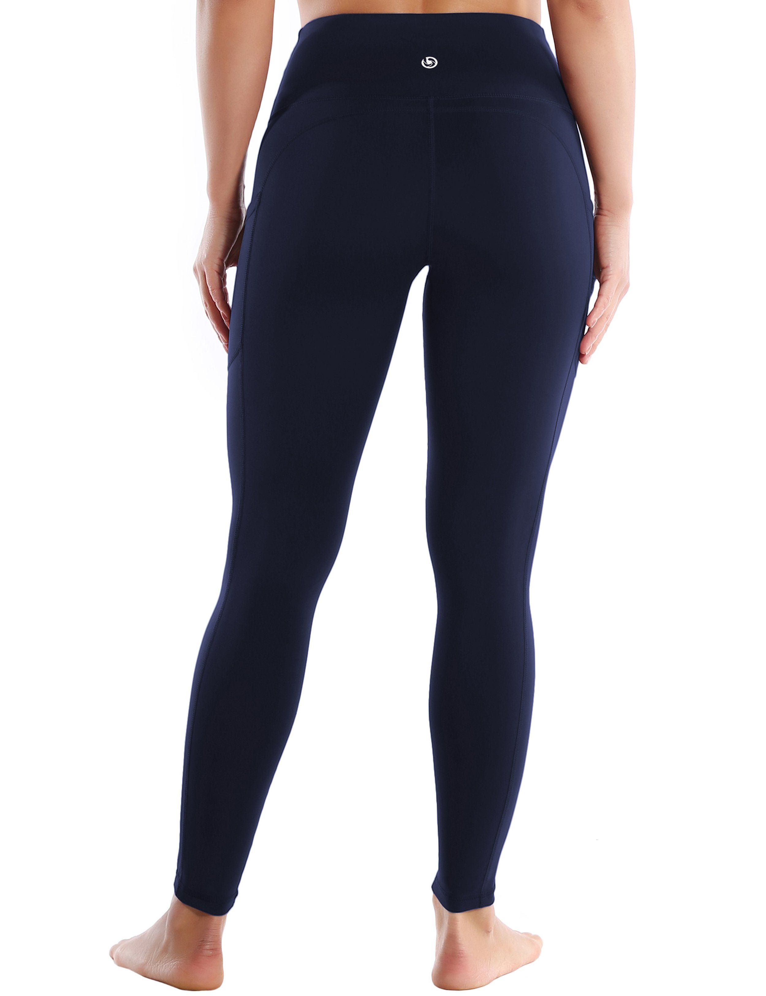 Hip Line Side Pockets Pilates Pants darknavy Sexy Hip Line Side Pockets 75%Nylon/25%Spandex Fabric doesn't attract lint easily 4-way stretch No see-through Moisture-wicking Tummy control Inner pocket Two lengths
