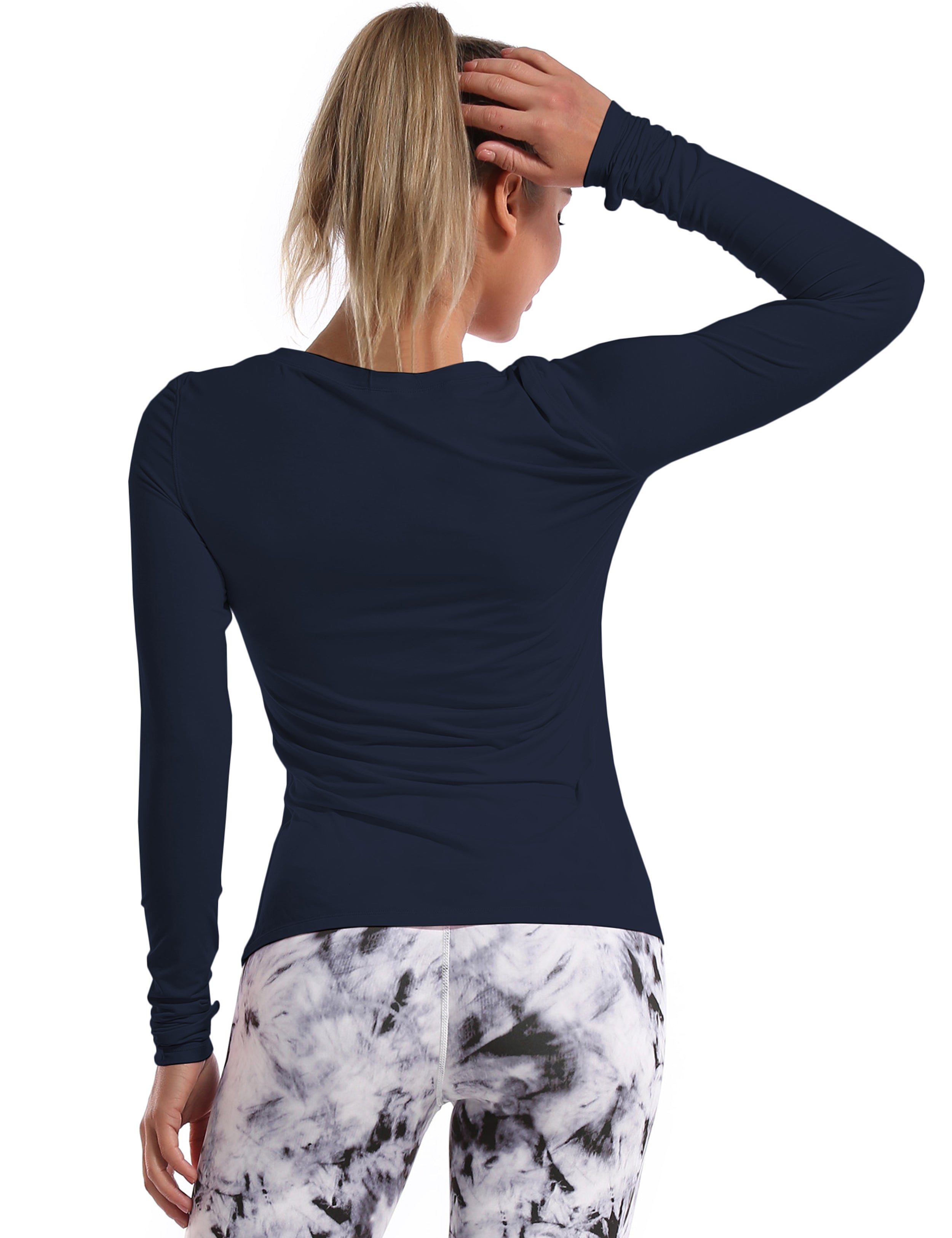 Athlete Long Sleeve Tops darknavy Designed for On the Move Slim fit 93%Modal/7%Spandex Four-way stretch Naturally breathable Super-Soft, Modal Fabric