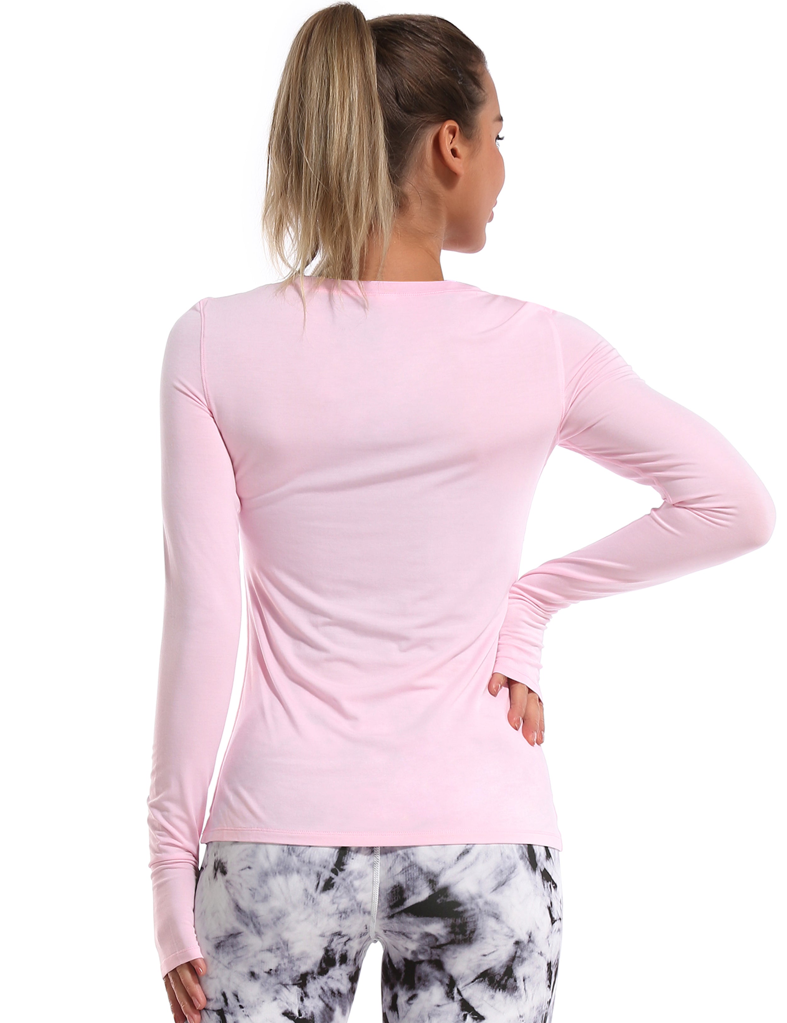 Athlete Long Sleeve Tops lightpink Designed for On the Move Slim fit 93%Modal/7%Spandex Four-way stretch Naturally breathable Super-Soft, Modal Fabric