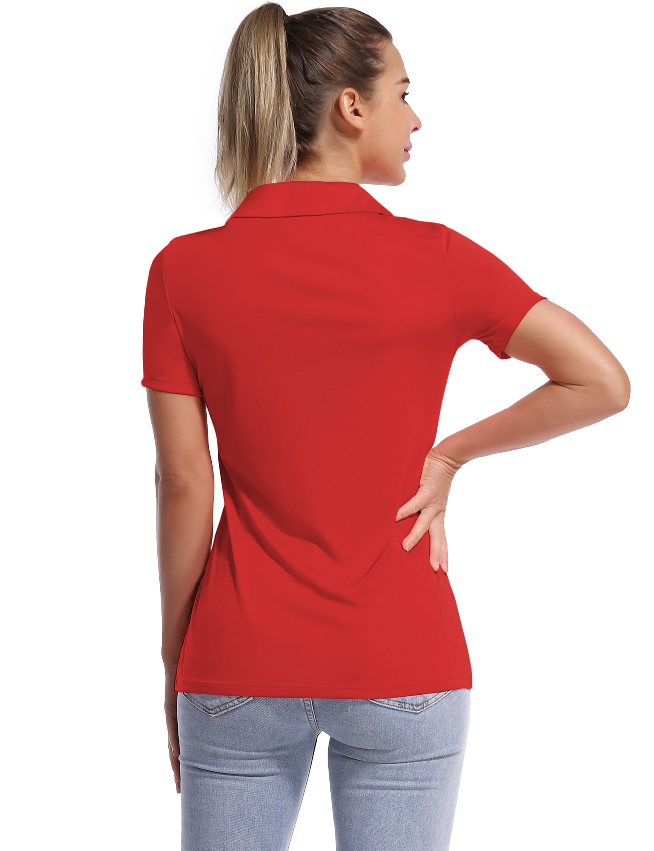 Short Sleeve Slim Fit Polo Shirt red_Biking