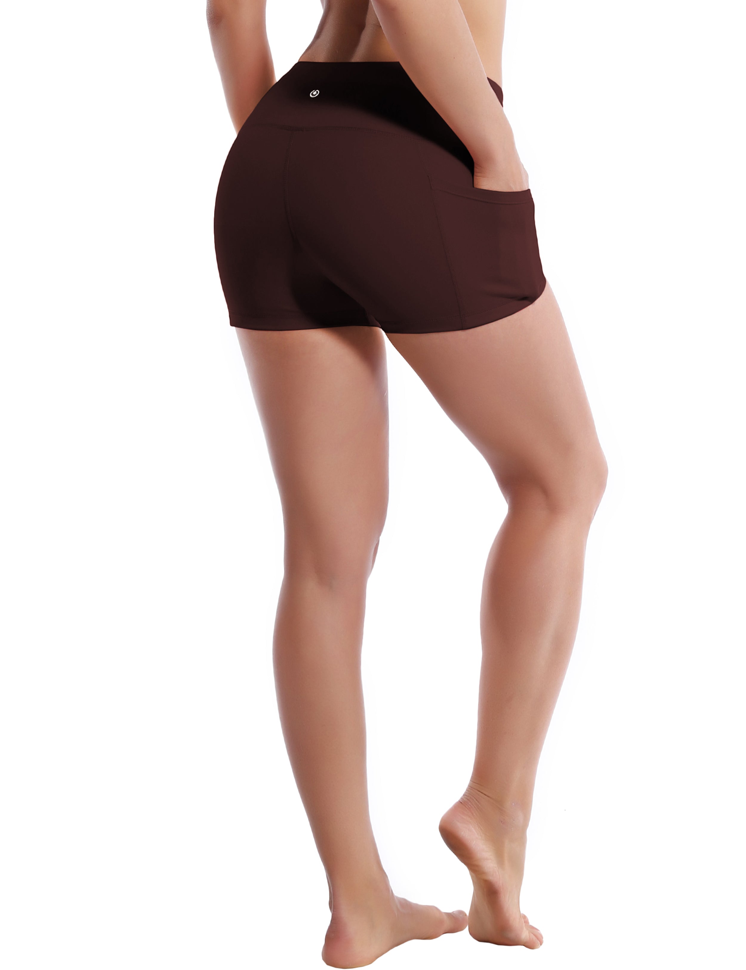 2.5" Side Pockets Pilates Shorts mahoganymaroon Sleek, soft, smooth and totally comfortable: our newest sexy style is here. Softest-ever fabric High elasticity High density 4-way stretch Fabric doesn't attract lint easily No see-through Moisture-wicking Machine wash 78% Polyester, 22% Spandex